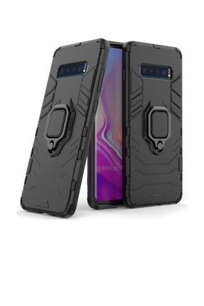 Samsung Galaxy S10 Plus Batman Serisi Yüzük Standlı Armor Kılıf - Siyah ALF-BAT-3