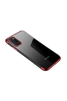 Samsung Galaxy A81 Note 10 Lite Kılıf Ultra Ince Şeffaf Lüks Dört Köşe Lazer Silikon Kapak Kırmızı Pi-00055