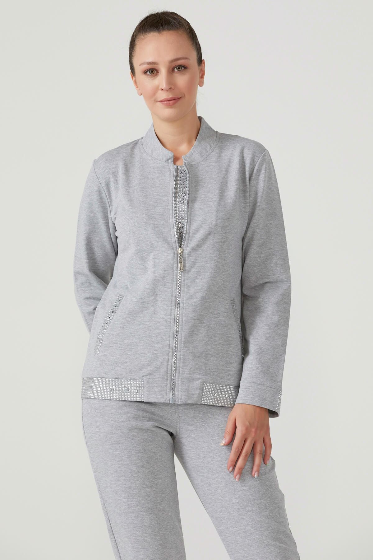 Grey zip up tracksuit sale