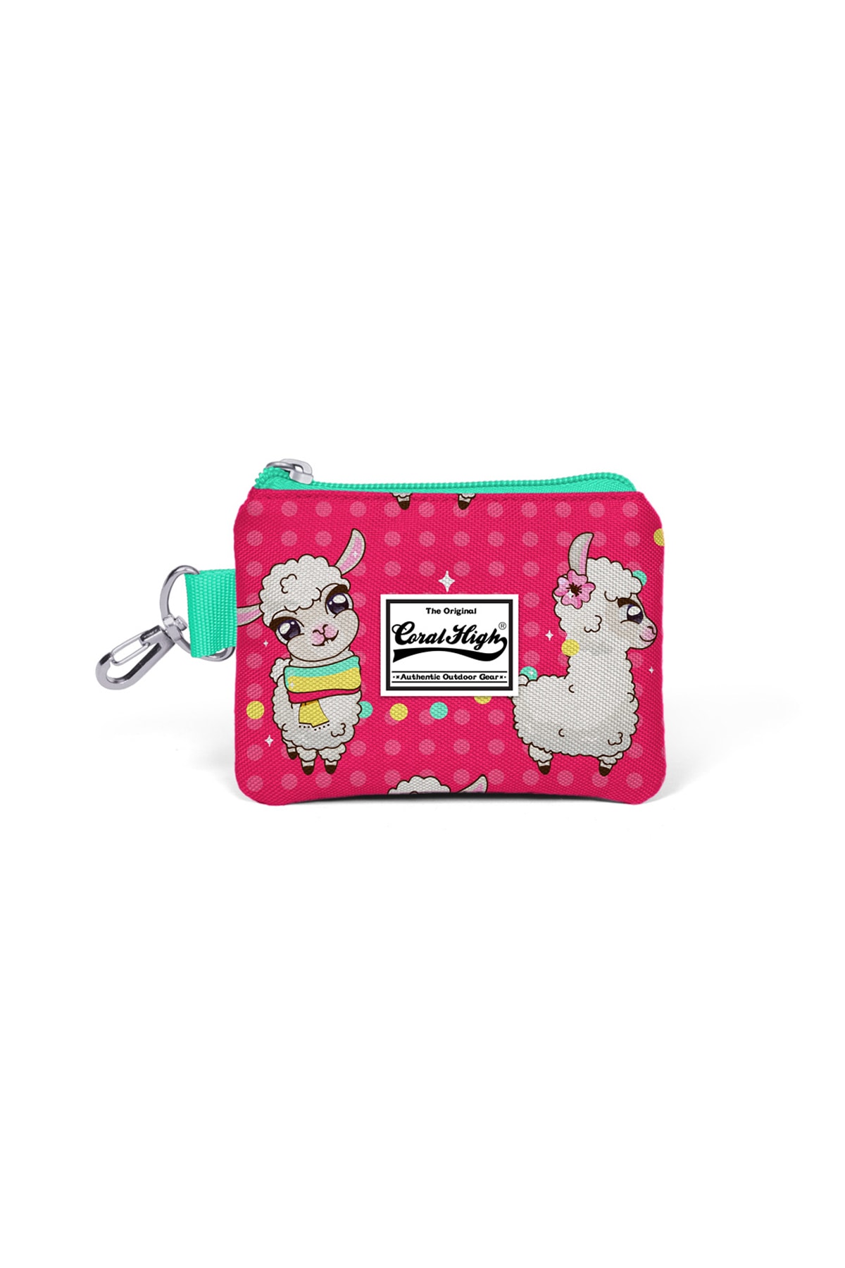 Kids Neon Coral Sea Green Alpaca Pattern Coin Purse 21718
