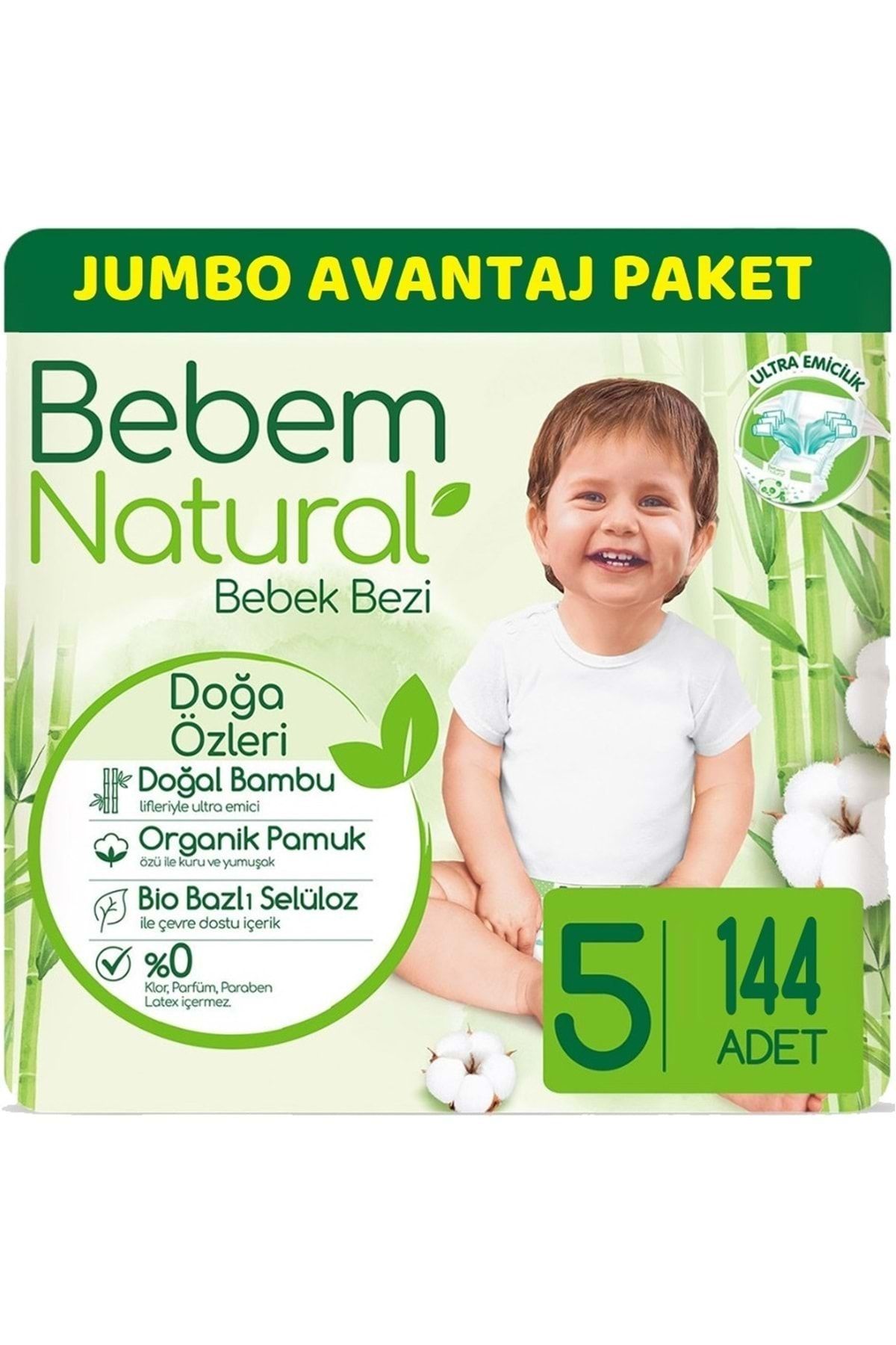 Bebem Natural Natural Jumbo Avantaj Bebek Bezi Beden:5 11-18kg 144 Adet