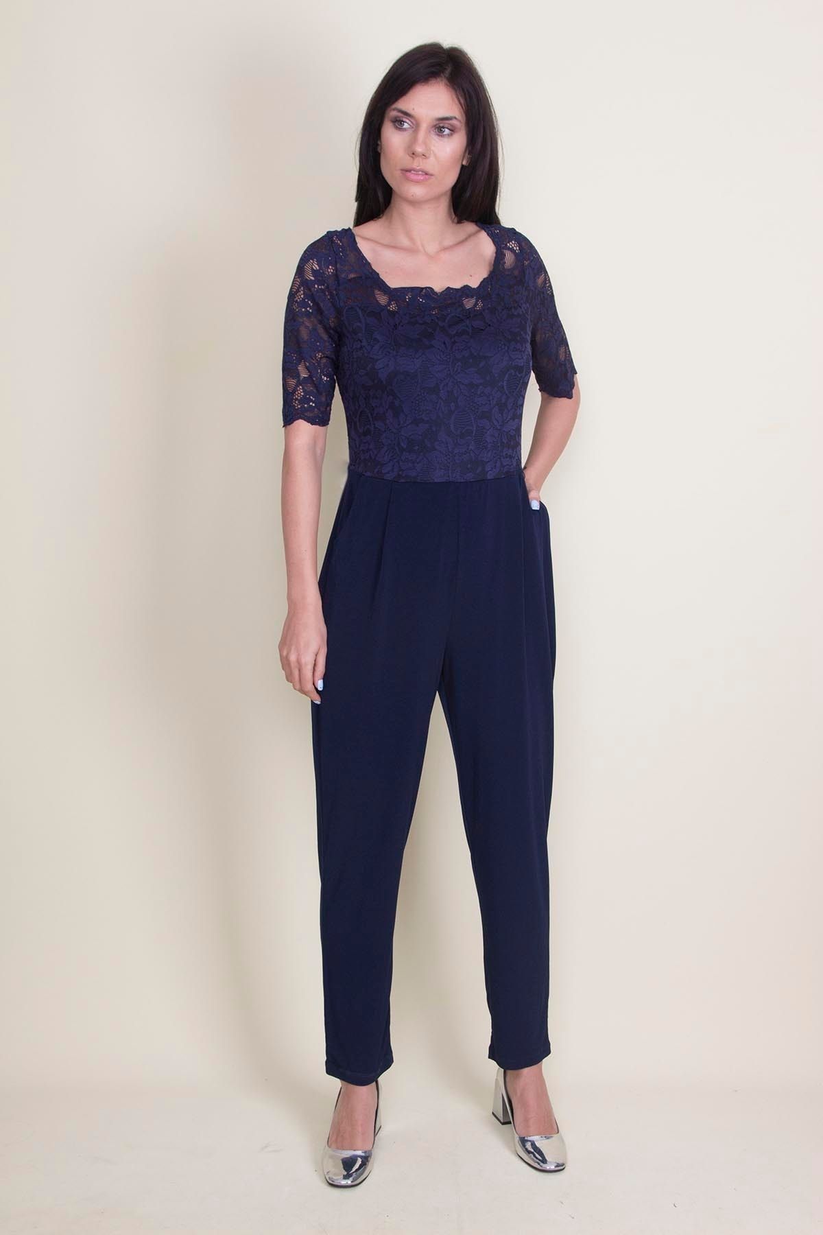 Navy lace top jumpsuit hotsell