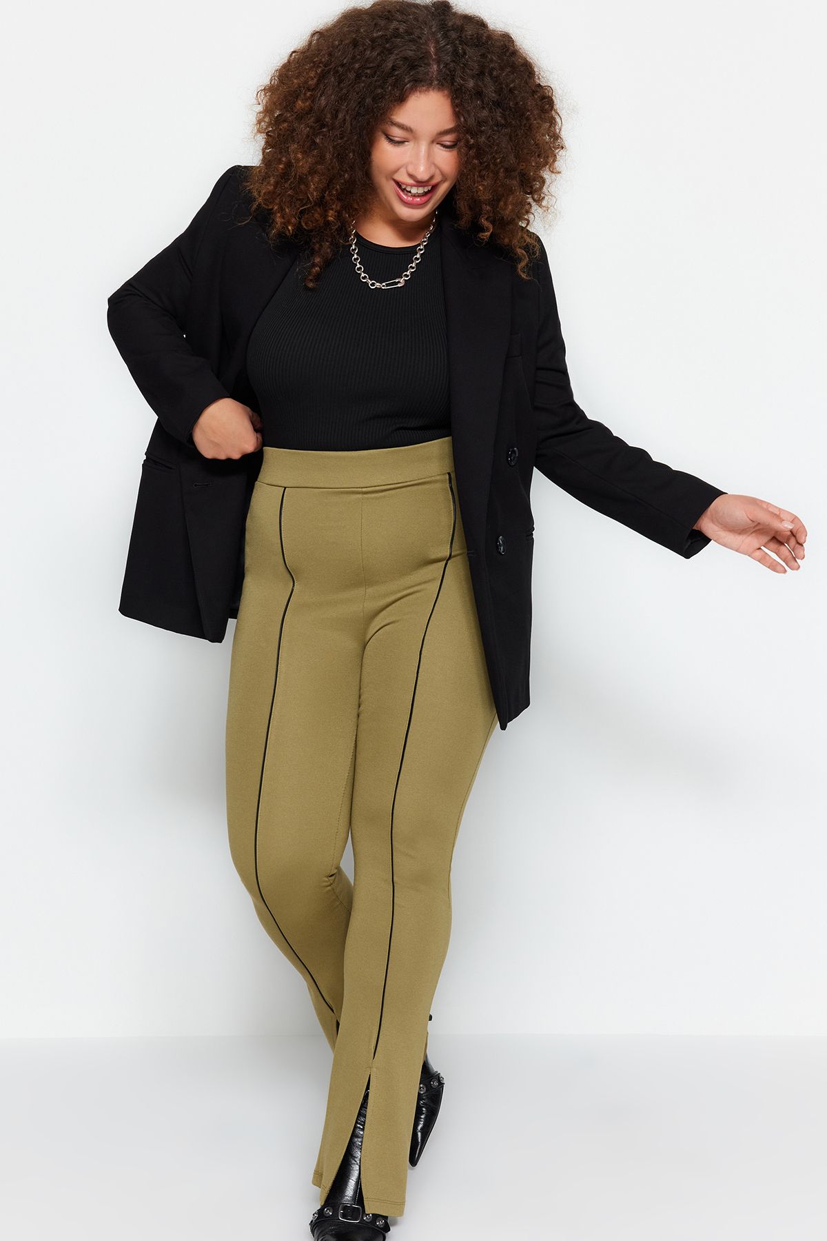 Plus size top khaki leggings