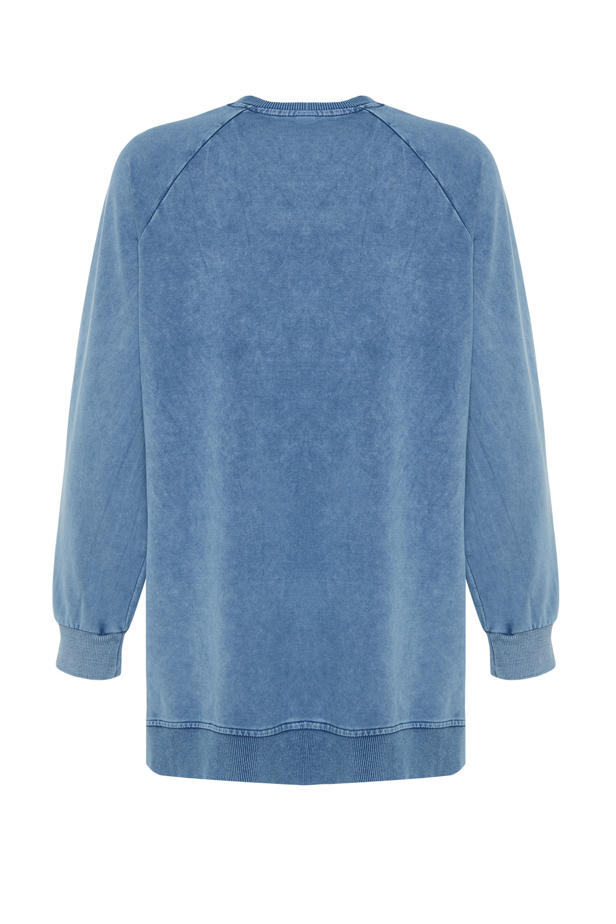 Trendyol Modest-Blau gewaschenes, seitlich geschlitztes, übergroßes Strick-Sweatshirt TCTSS23TW00062 9