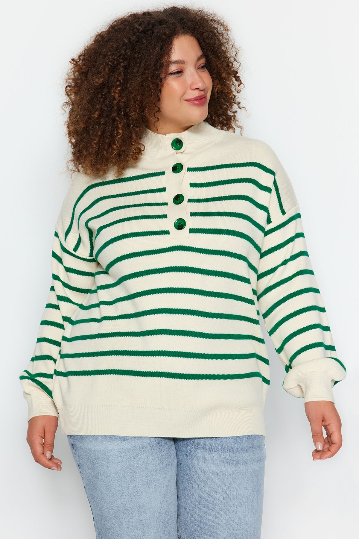 Green striped turtleneck new arrivals sweater