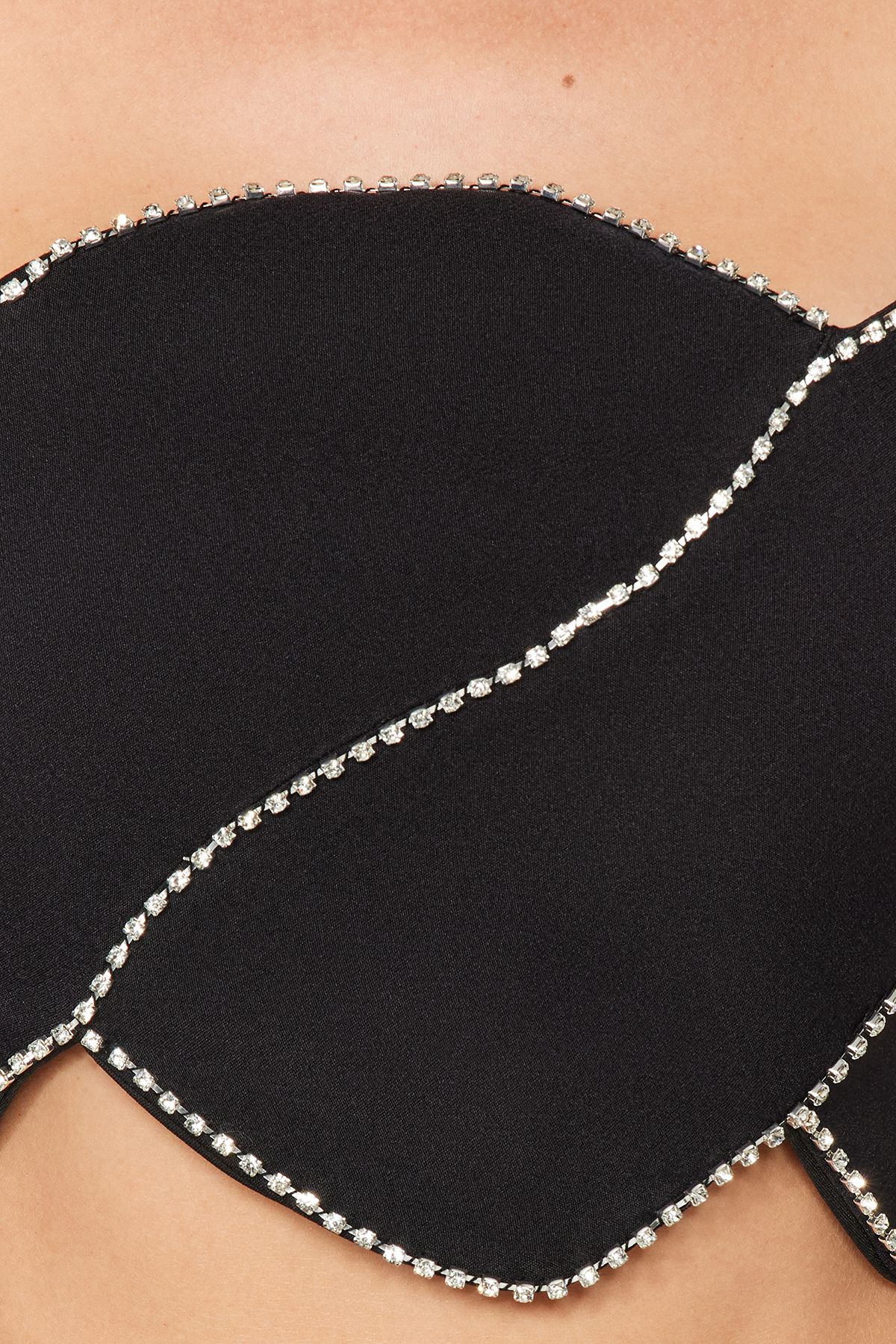 Trendyol Collection-Black Crop Bustier with Shiny Stone Detail - TPRAW24BS00026 5