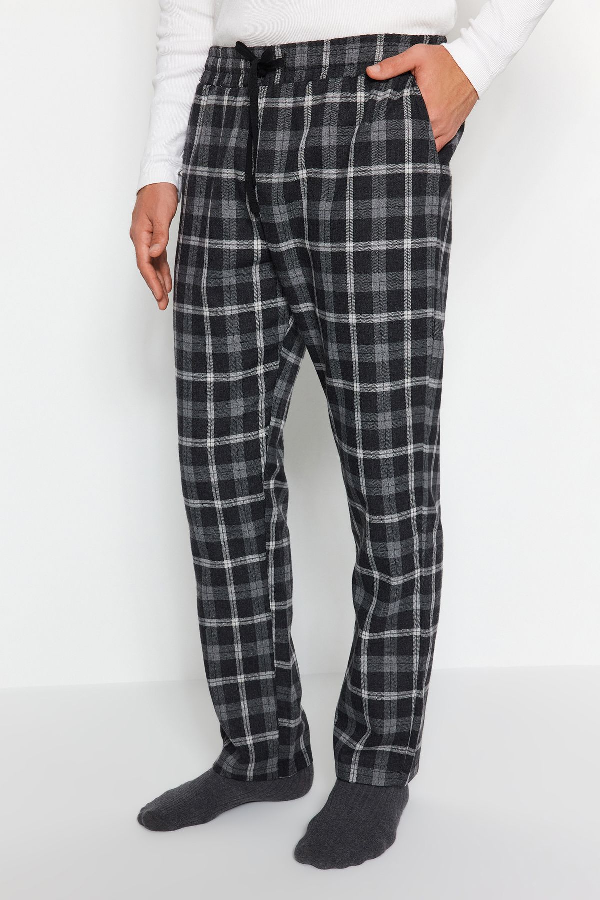 Trendyol Collection Pajama Bottoms Black Bootcut Trendyol