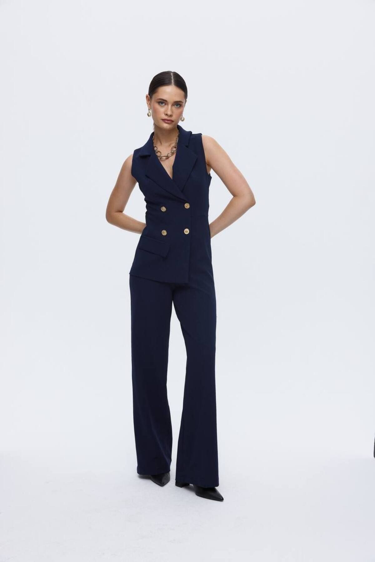 Navy sale sleeveless jumpsuit