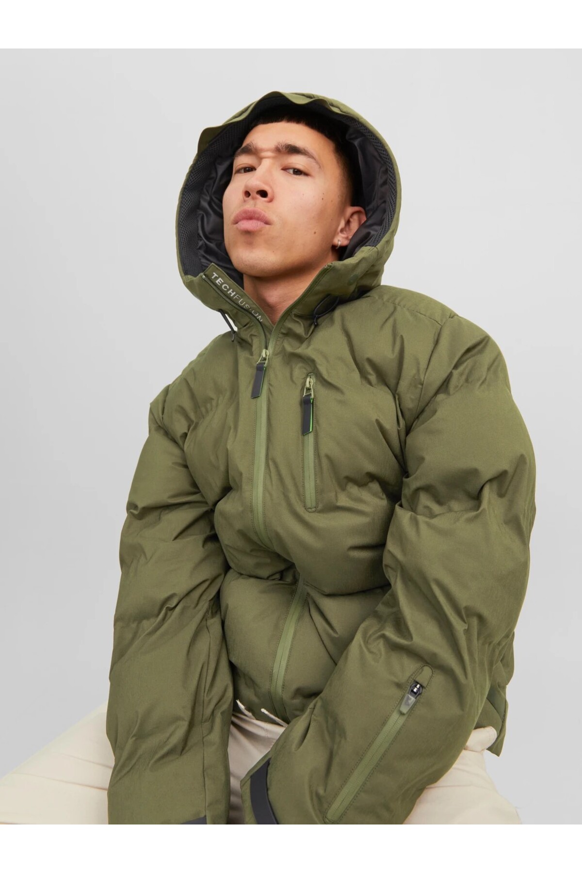 کاپشن مردانه سبز جک اند جونز | 38998-24 اورجینال - تصویر 7