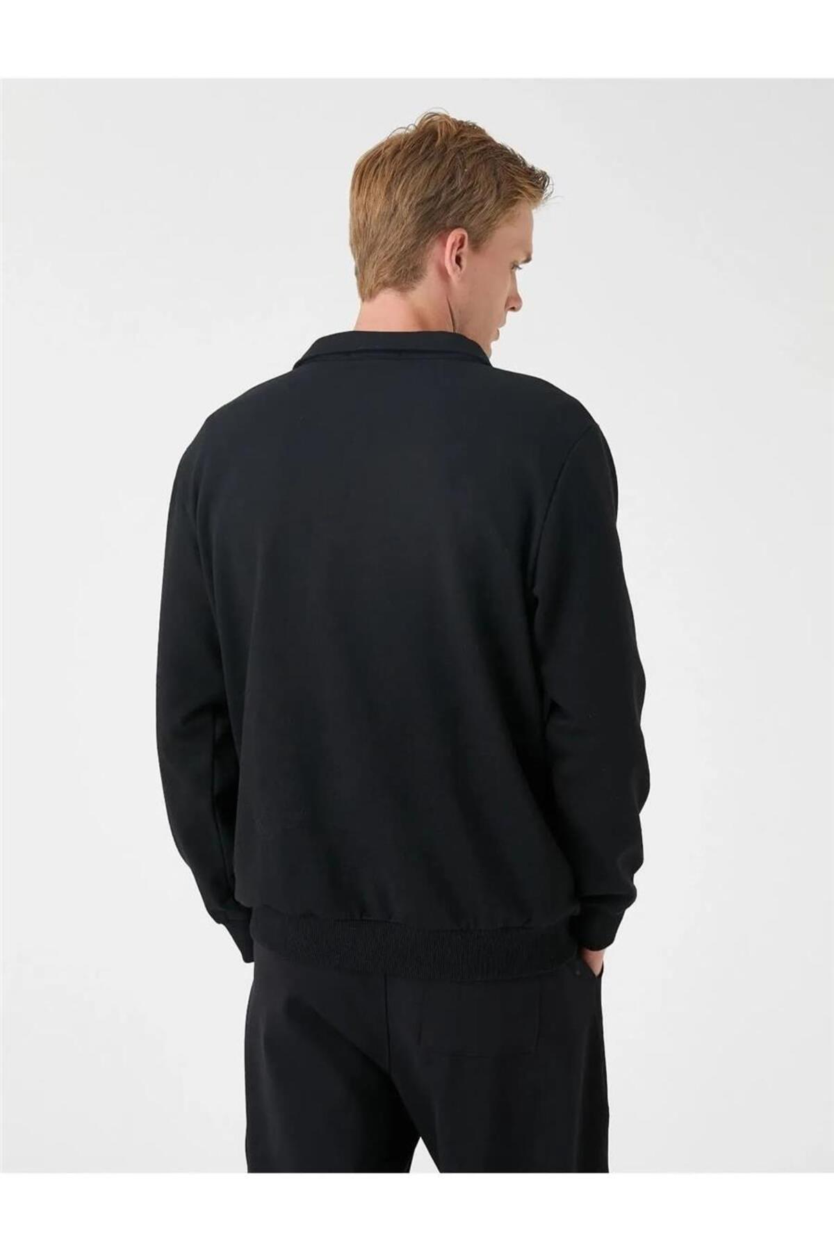 سویشرت مردانه مشکی کوتون | 23KY59000585 اورجینال - تصویر 4