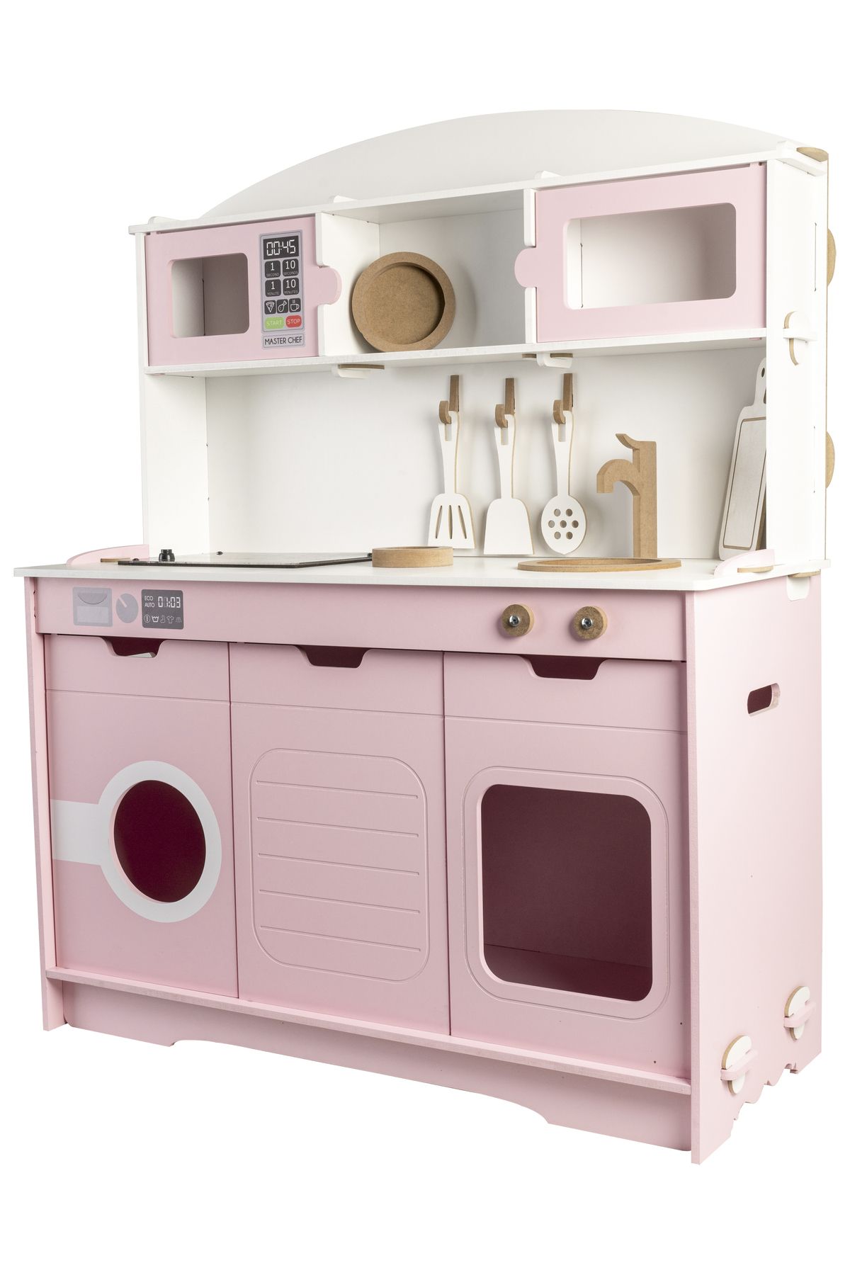 HOBBY HOUSE-Wooden Toy Painted Children's Kitchen Serving Set with LED Stove Lights 3