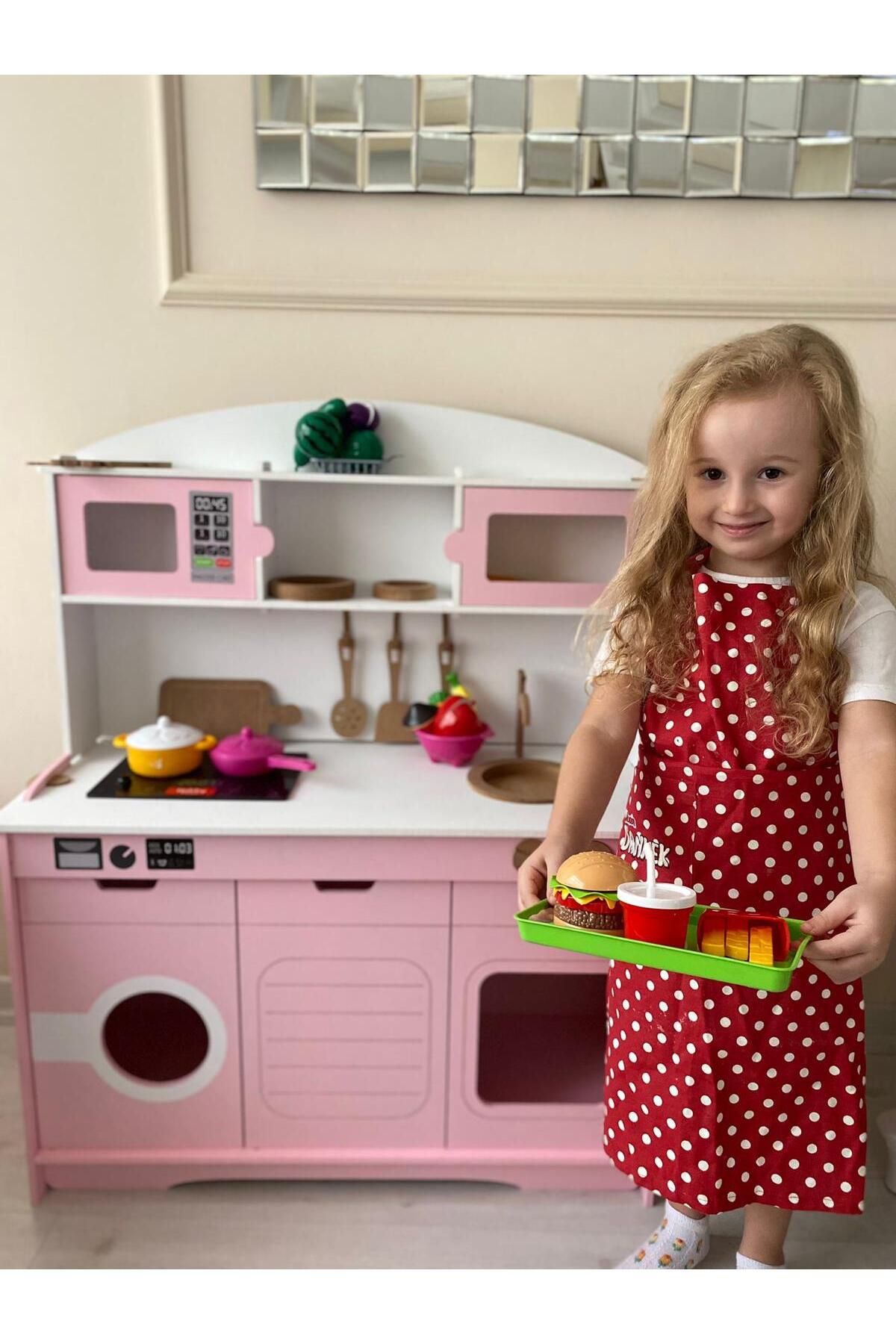 HOBBY HOUSE-Wooden Toy Painted Children's Kitchen Serving Set with LED Stove Lights 7