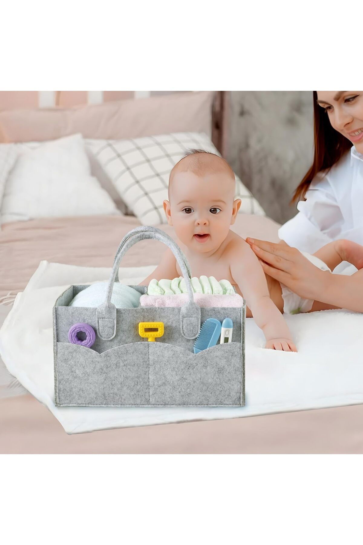 Leather top diaper caddy