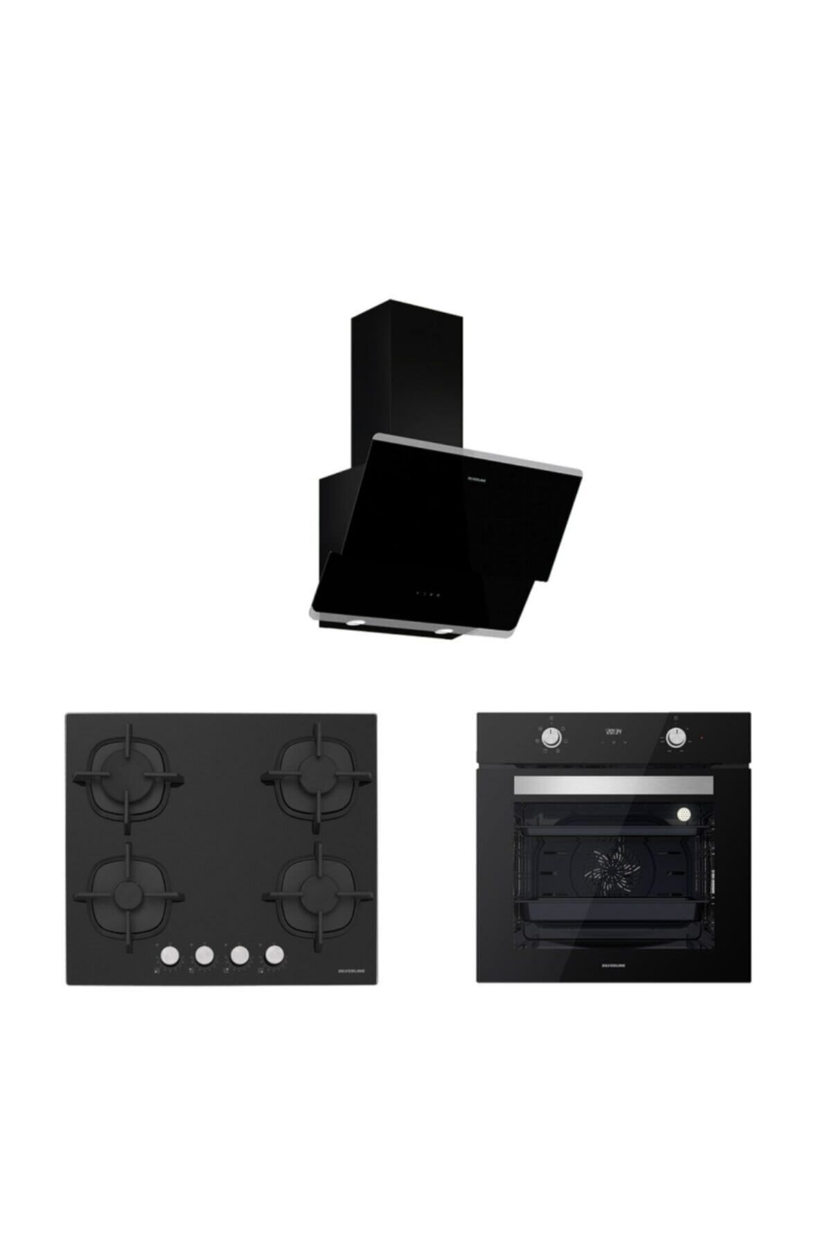 Siyah Cam Ankastre Set (3490 Oslo 60 Siyah+cs5427b01+bo6502b02)