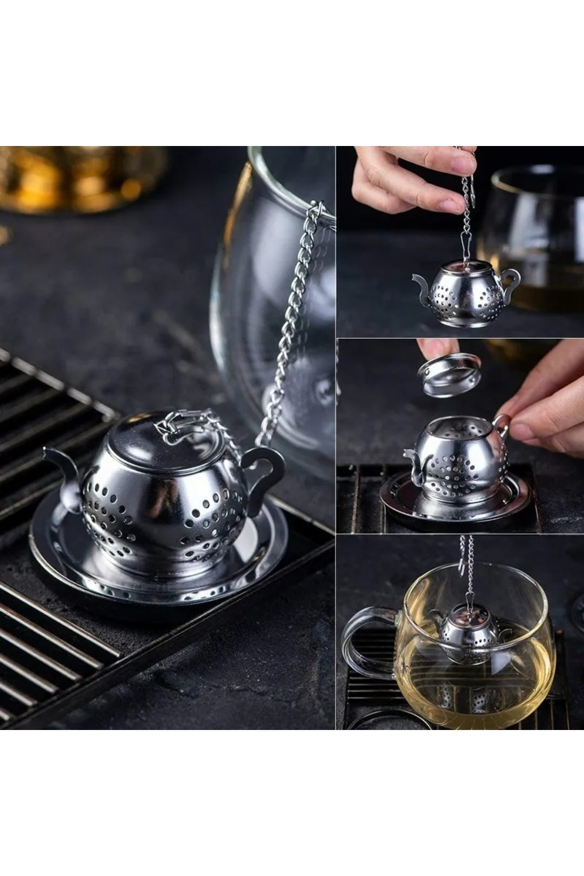 BEYZANA Çarşısı Demlik Model Çelik Çay Bitki Çayı Demleme Süzgeci Çay Kahve Demleme Süzgeci - 1 Adet