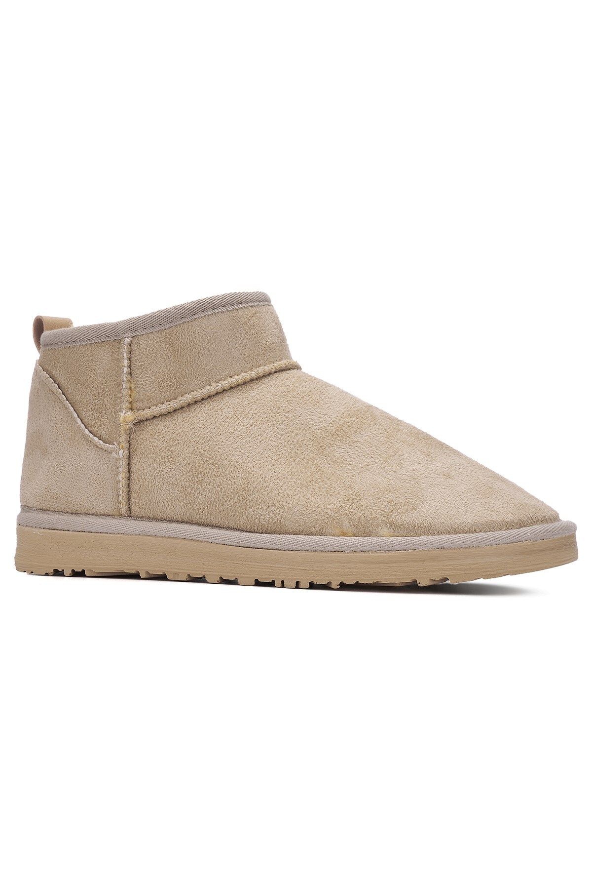 İmerShoes-Mini cizme bej - piele intoarsa cu model, talpa joasa si blana U19 1