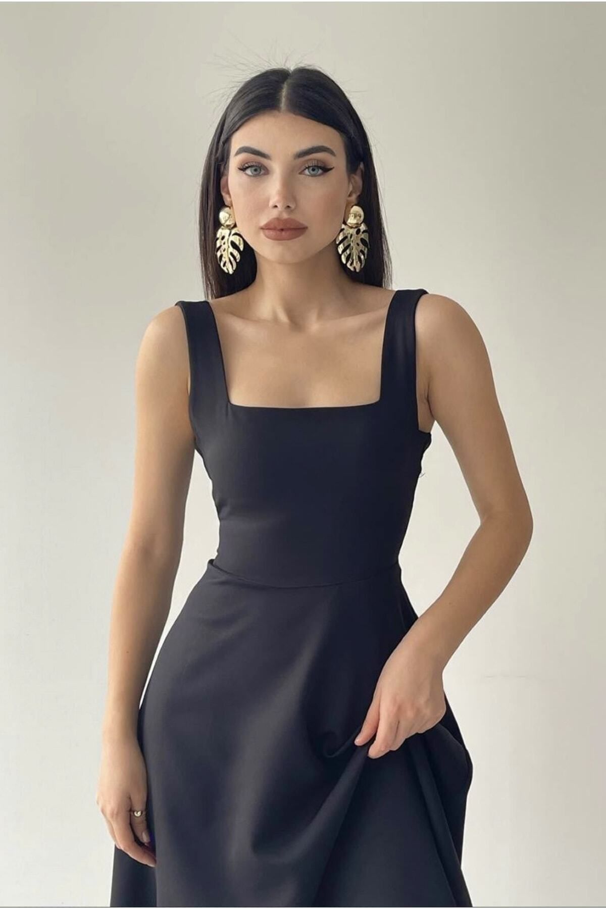 Thick strap square clearance neck dress
