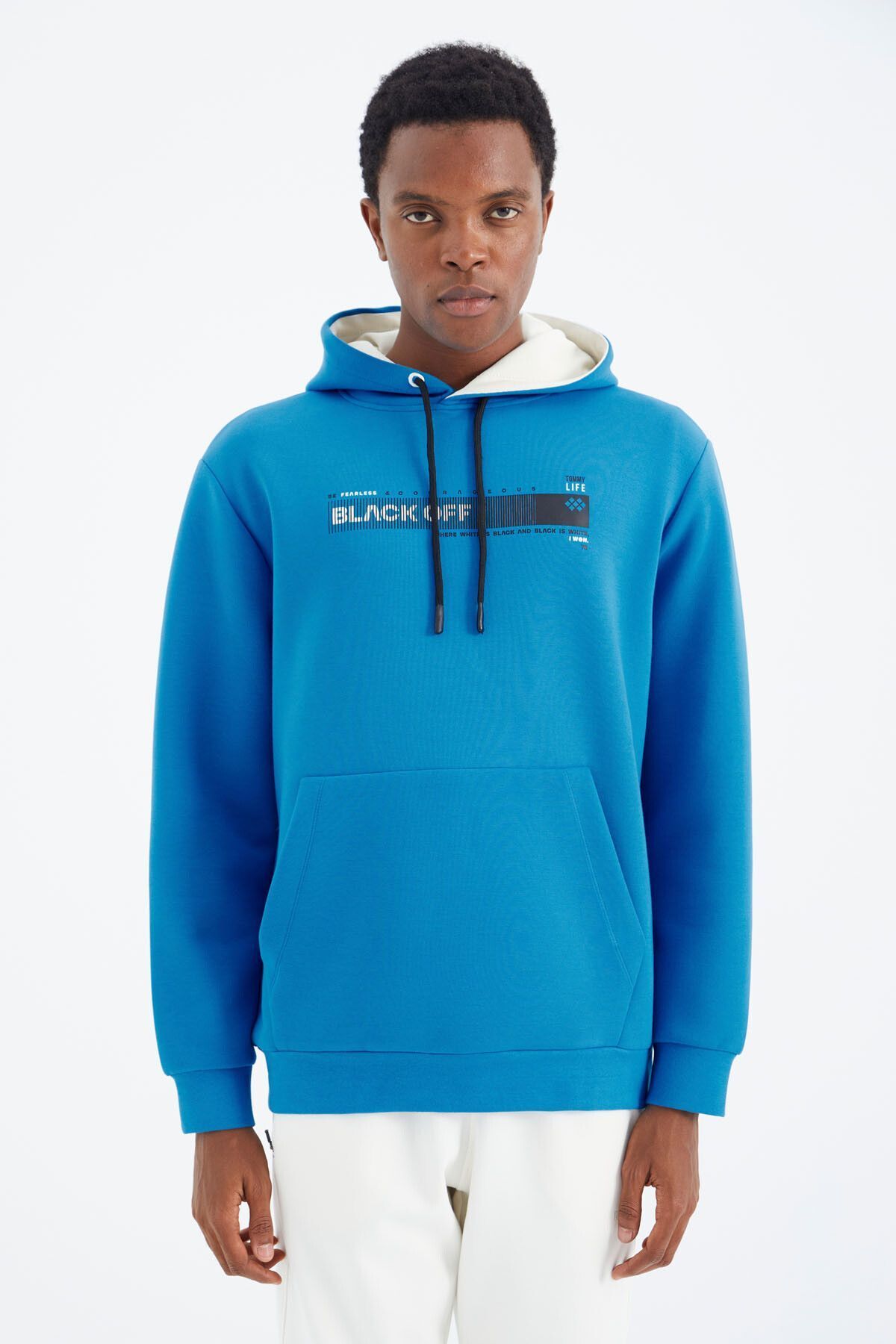 Tommy Life Saks Hooded Lace Up Print Detailed Comfortable Fit