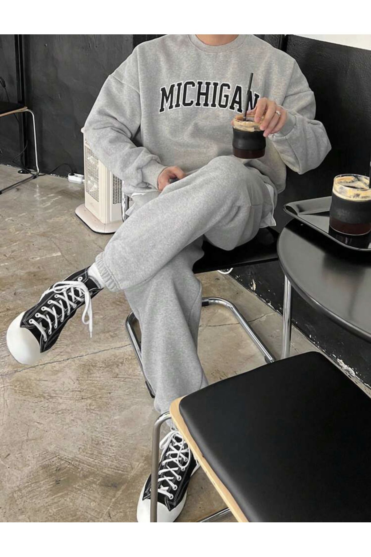 AL KA Gray Michigan Bottom Top Tracksuit Set Trendyol