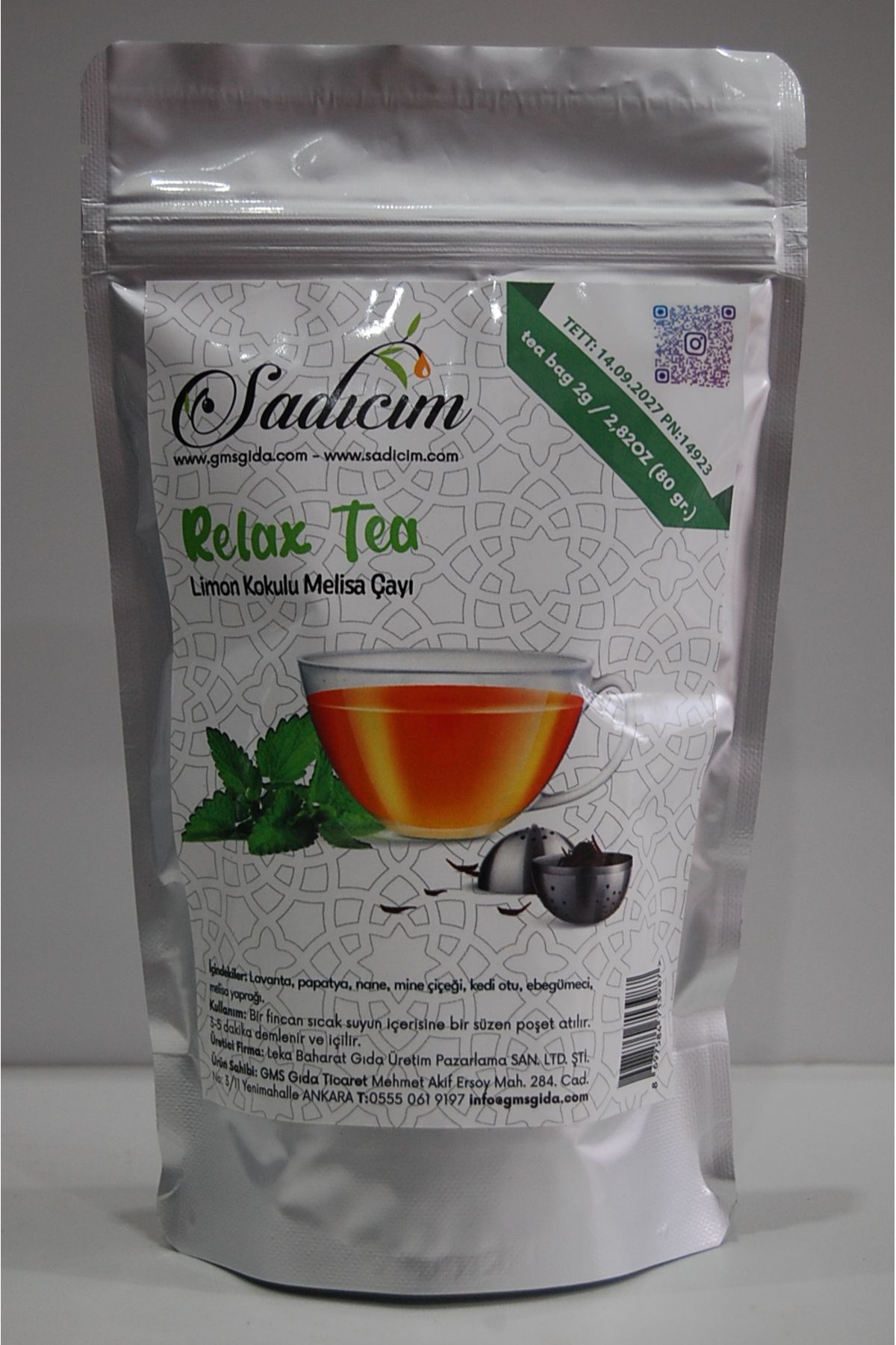 sadıcım Relax-Limon Kokulu Melisa Çayı 80 Gr Süzen Poşet