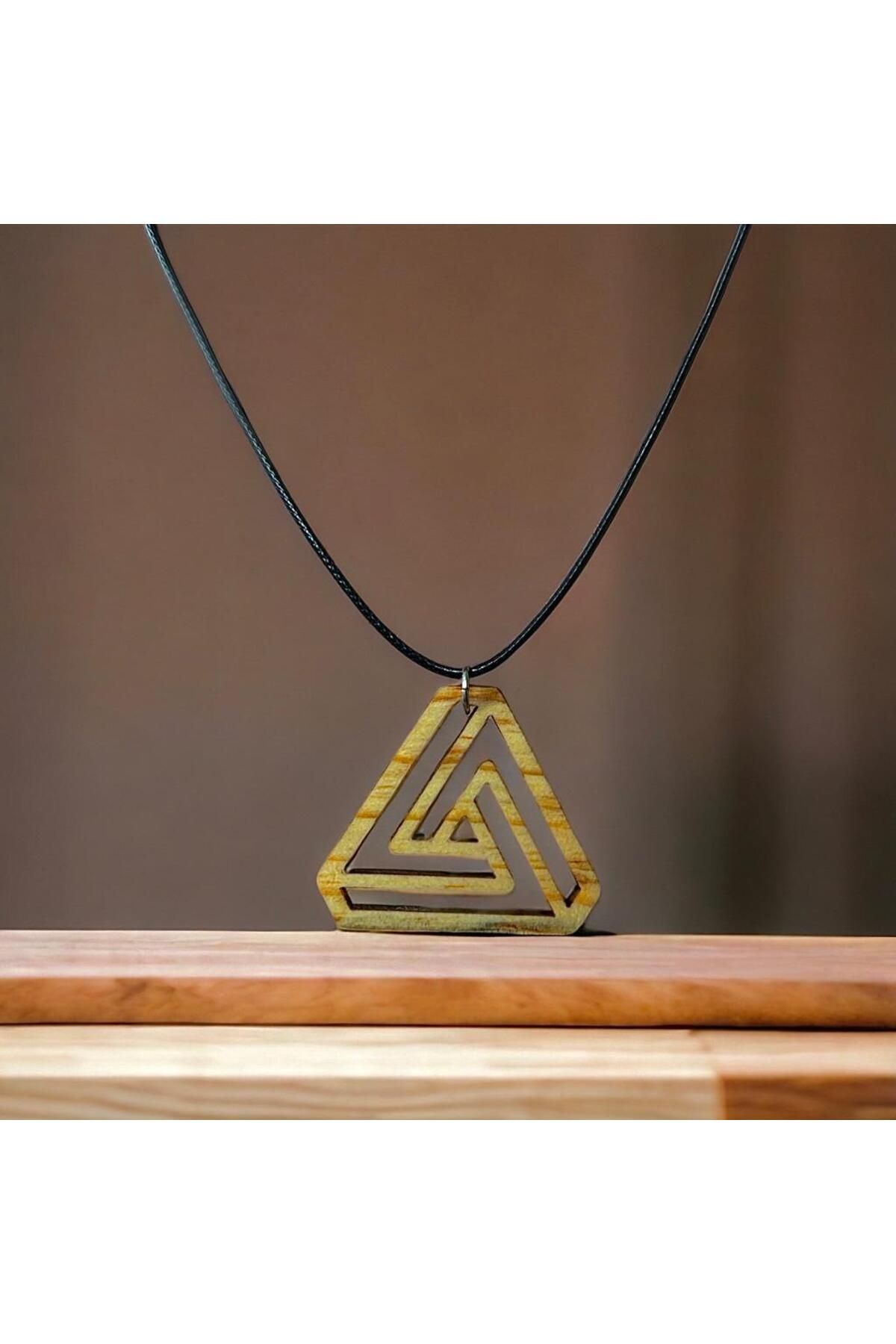 Handmade-Triangle Geometric Pine Tree Necklace 1