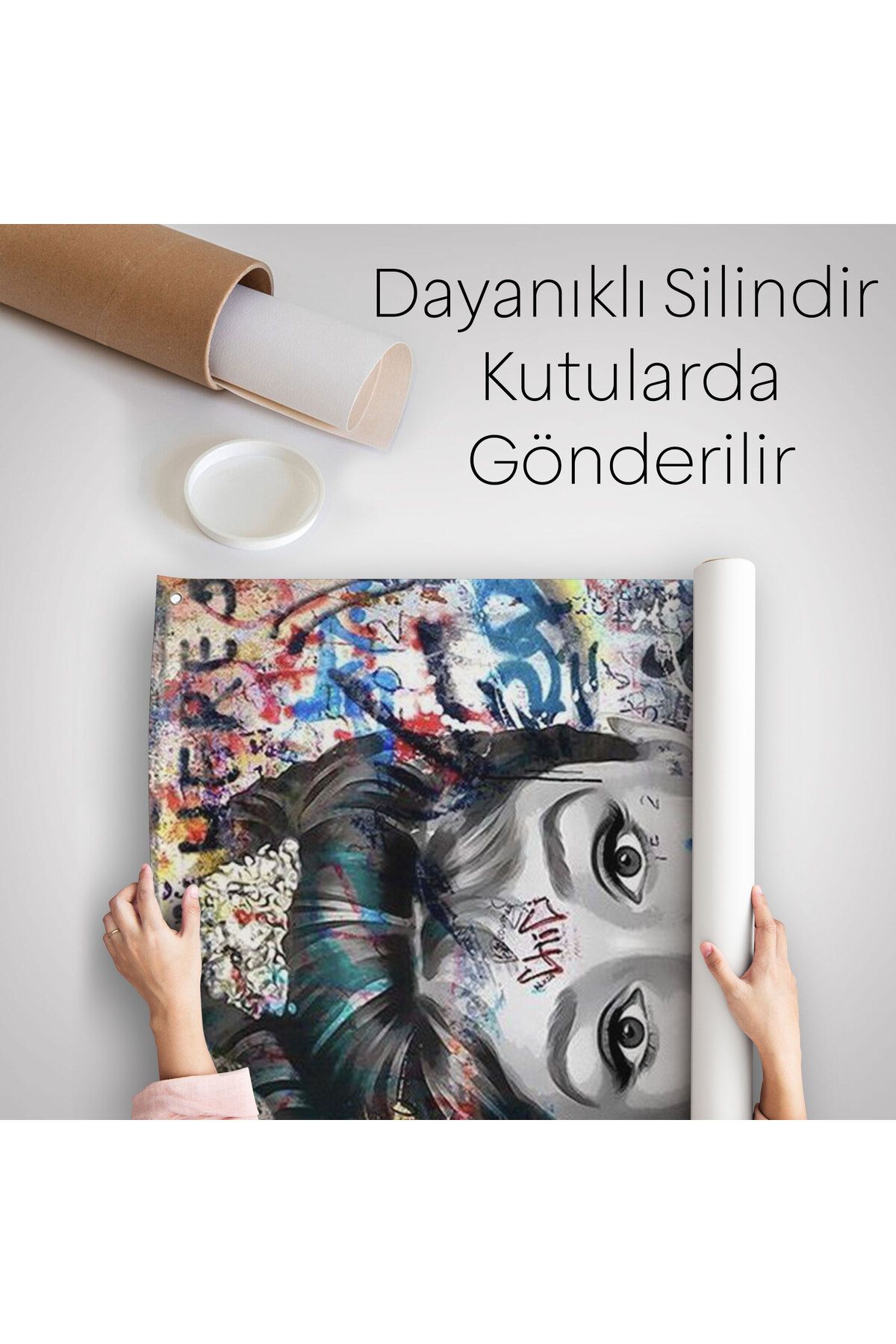 Doğal Tercih-Audrey Hepburn Banksy Style Wall Art Ciklet Poster, Hepburn Wall Cloth - Rug-5319 5