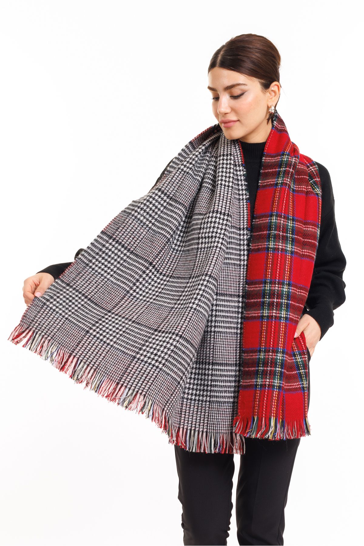 MESCHAIN Double Sided Plaid Scottish Pattern Shawl Scarf Shoulder