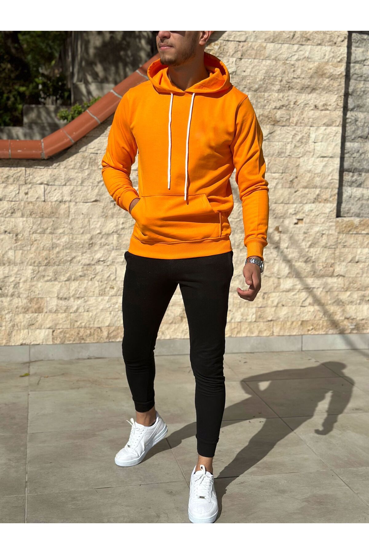 Baycombine35 Men s Orange Black Bottom Top Tracksuit Set Trendyol