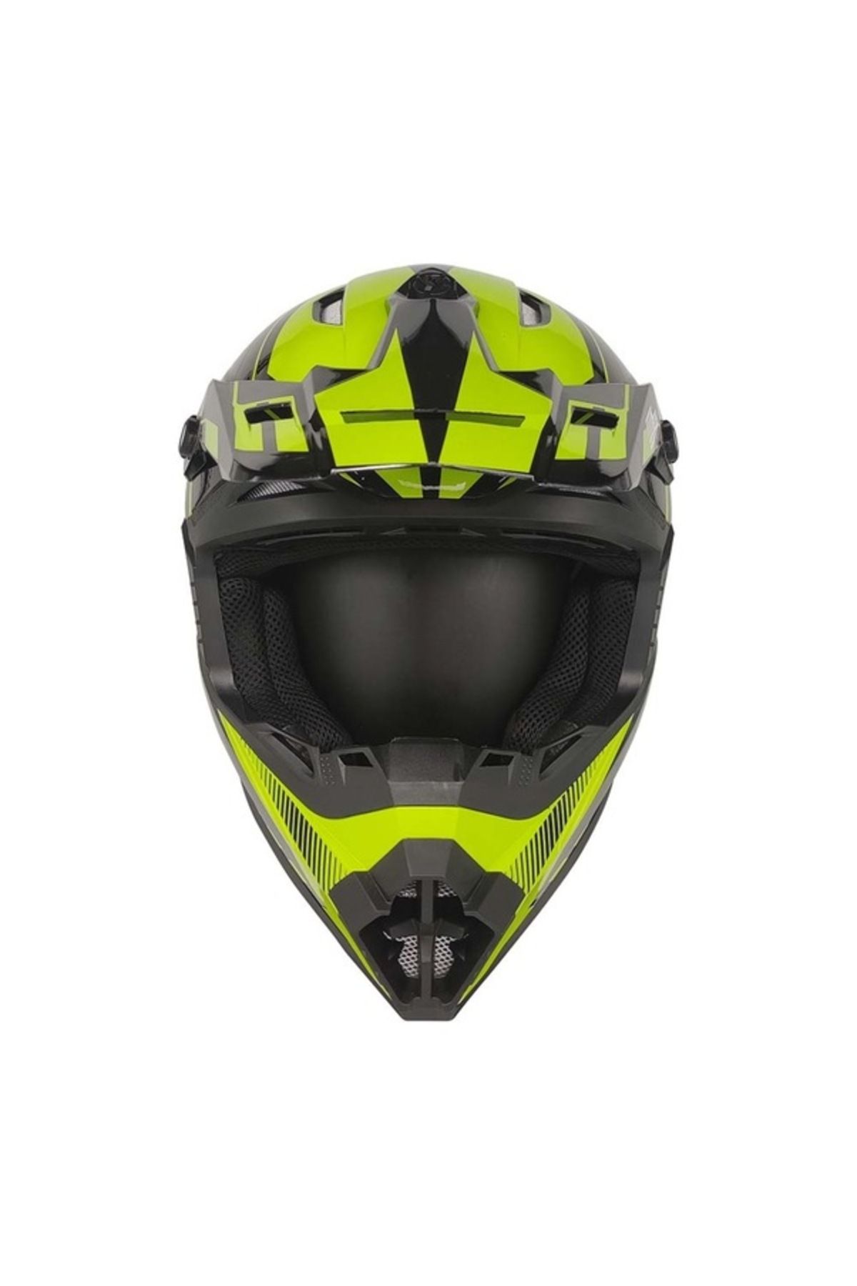 Green top motocross helmet