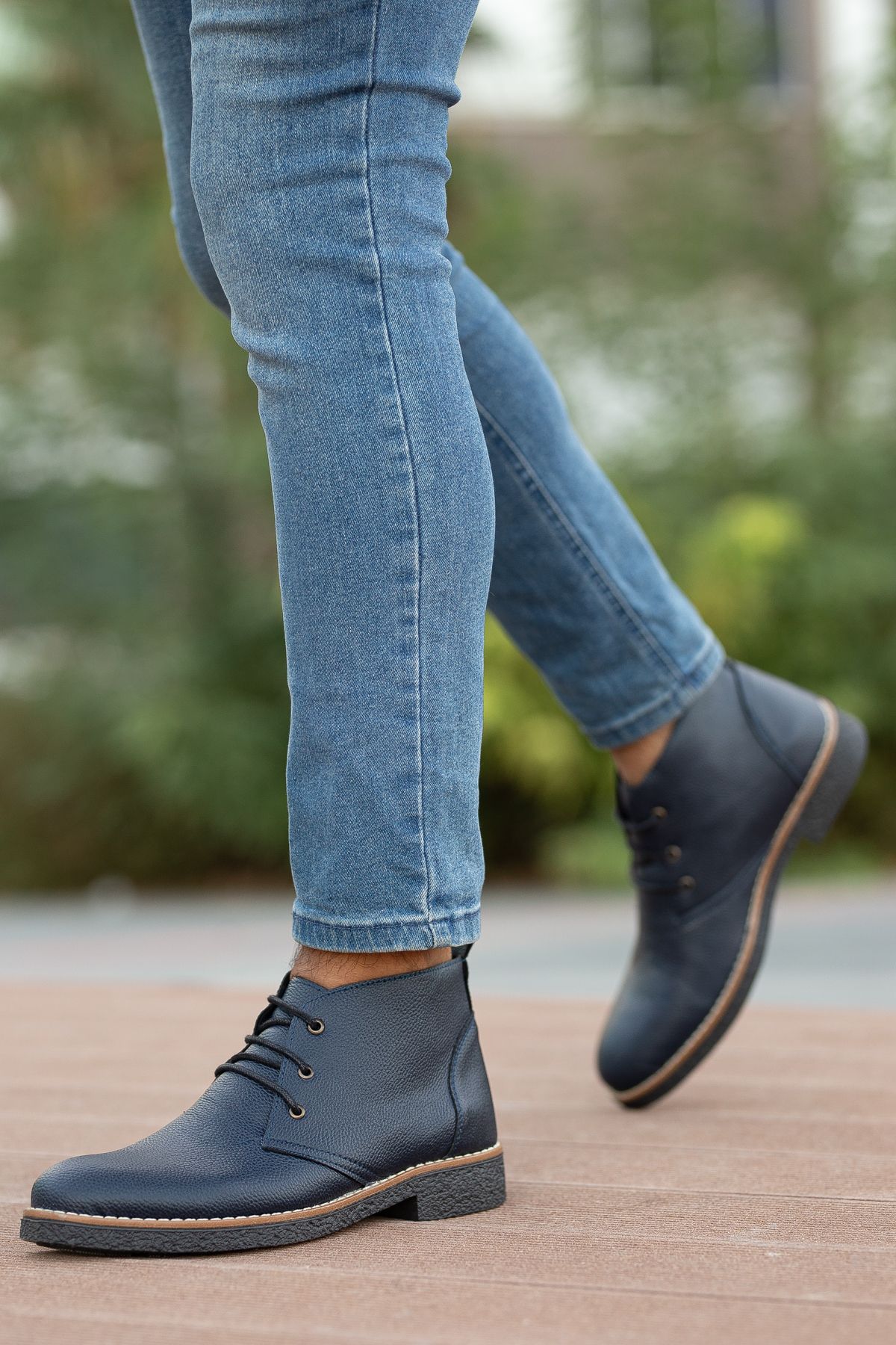 Blue flat ankle best sale boots