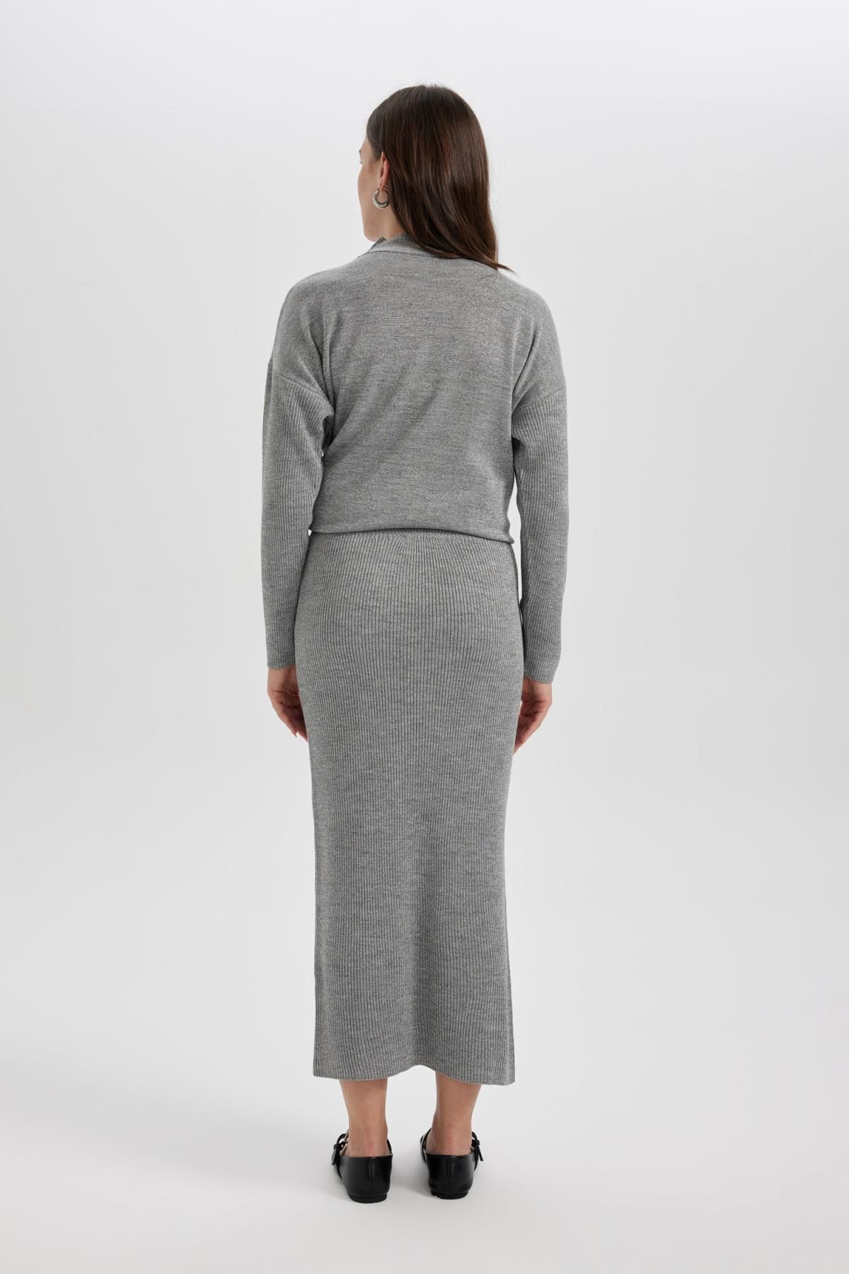 DeFacto-Трикотажна спідниця максі Regular Fit Basic прямого крою B5612ax23wn 4