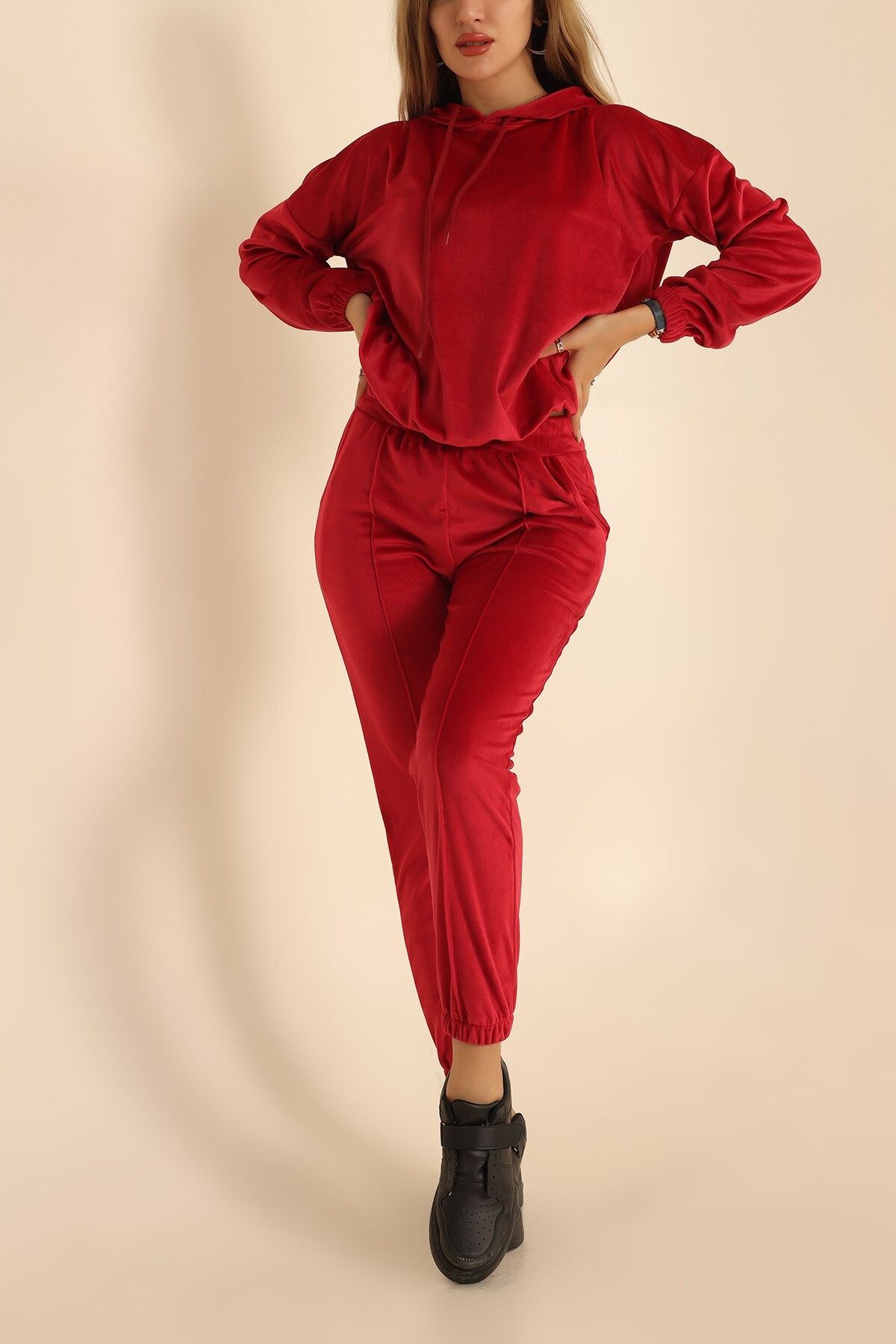 Maroon velvet tracksuit sales