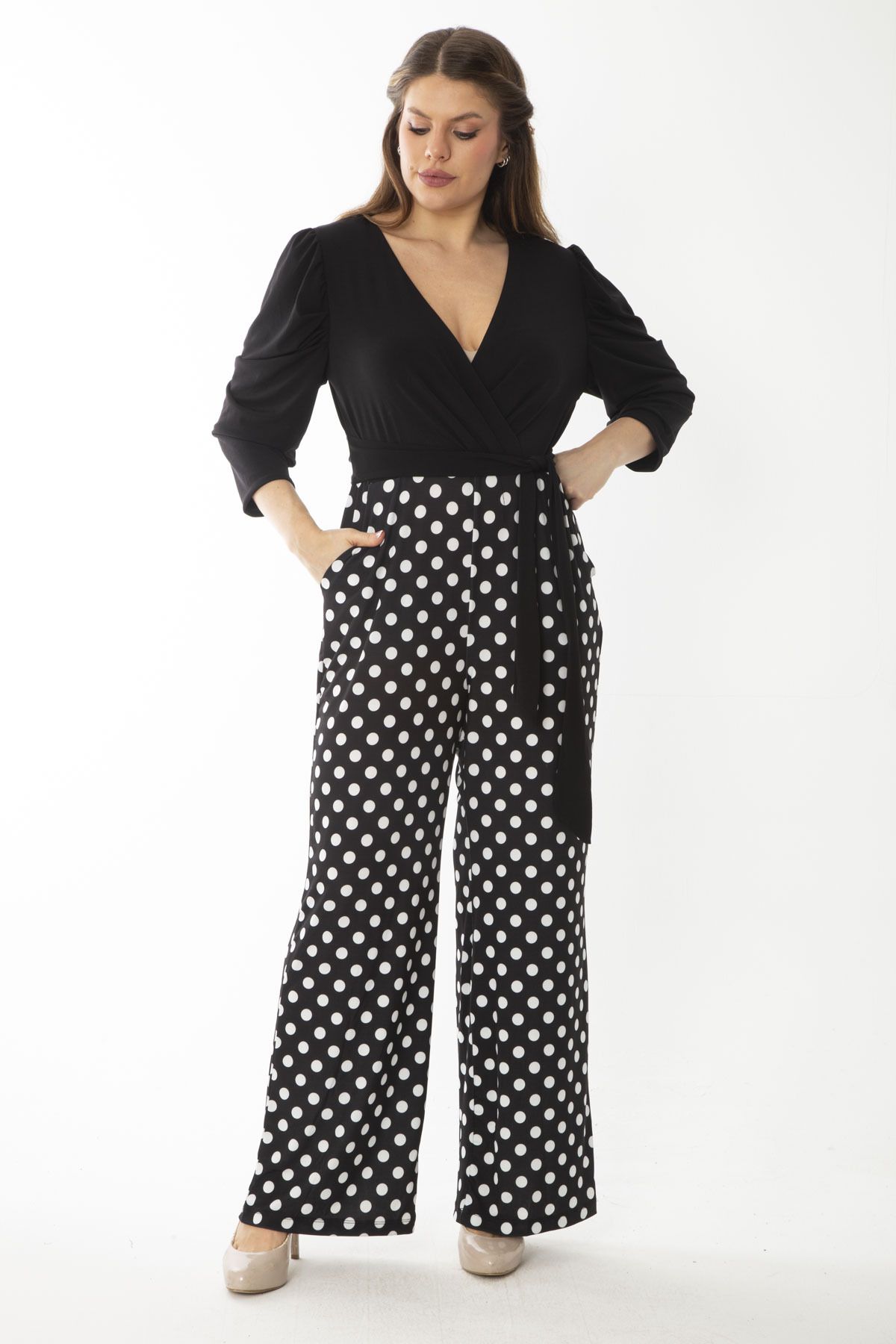 Black discount patterned jumpsuit