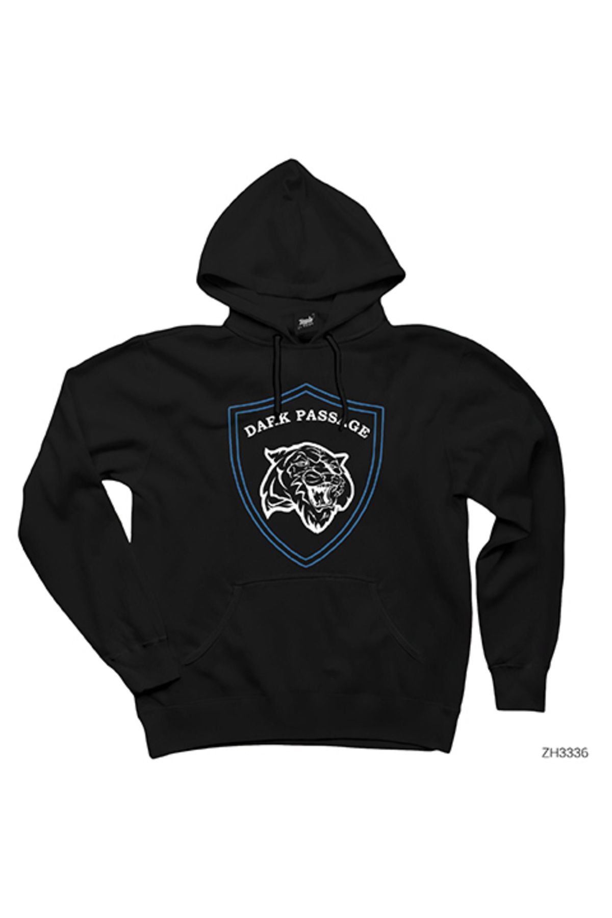 ZOKAWEAR Dark Passage Shield Black Hooded Sweatshirt Hoodie Trendyol