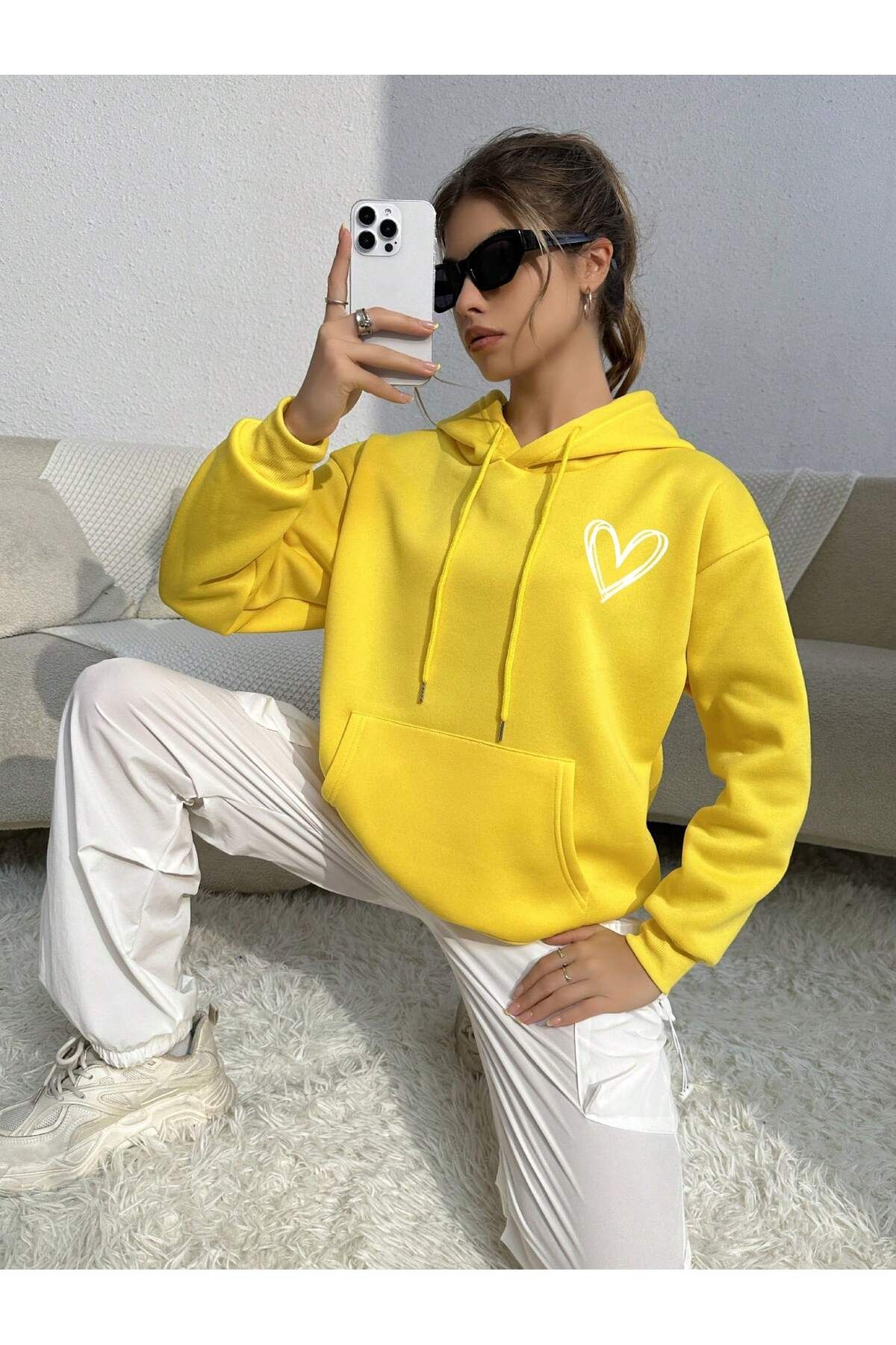 DAX S Sportwear Company Kucuk Kalp Bask l Kapu onlu Oversize Unisex Sweatshirt DAX S Sportwear Company Fiyat Yorumlar Trendyol