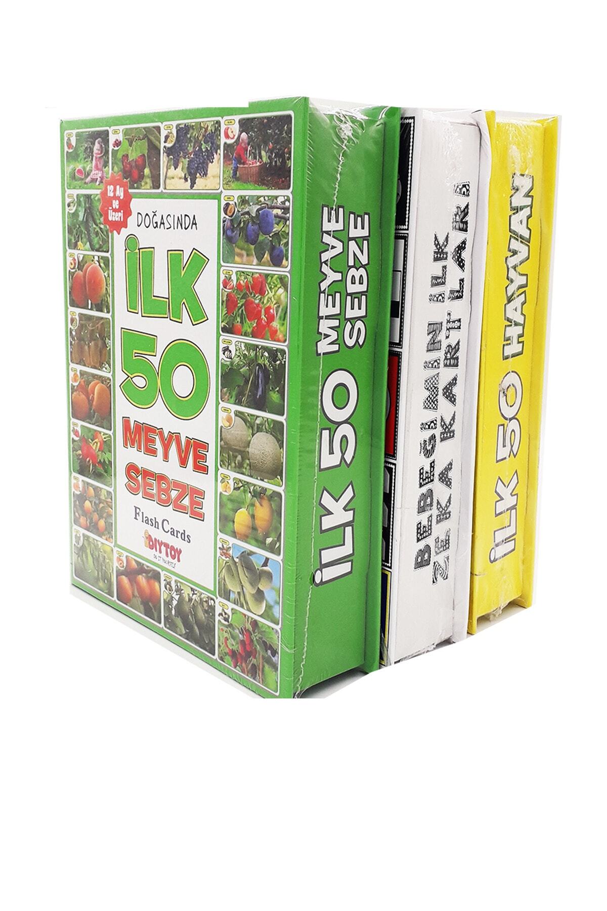 Diytoy 3'lü Set Bebeğimin Ilk Zeka Kartları Ilk 50 Hayvan Ilk 50 Meyve Sebze fotoğrafı 3 (önizleme)