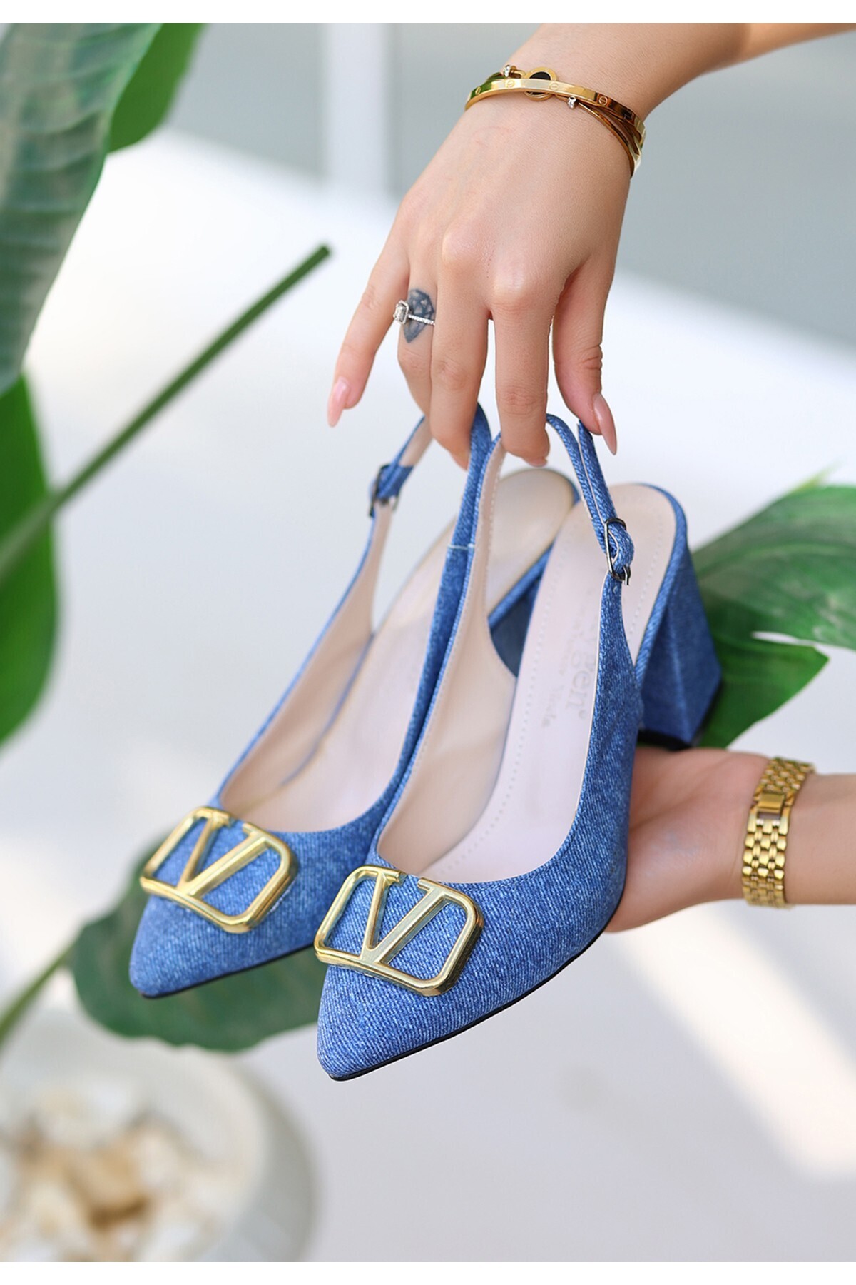 Frances Mavi Kot Topuklu Ayakkabı