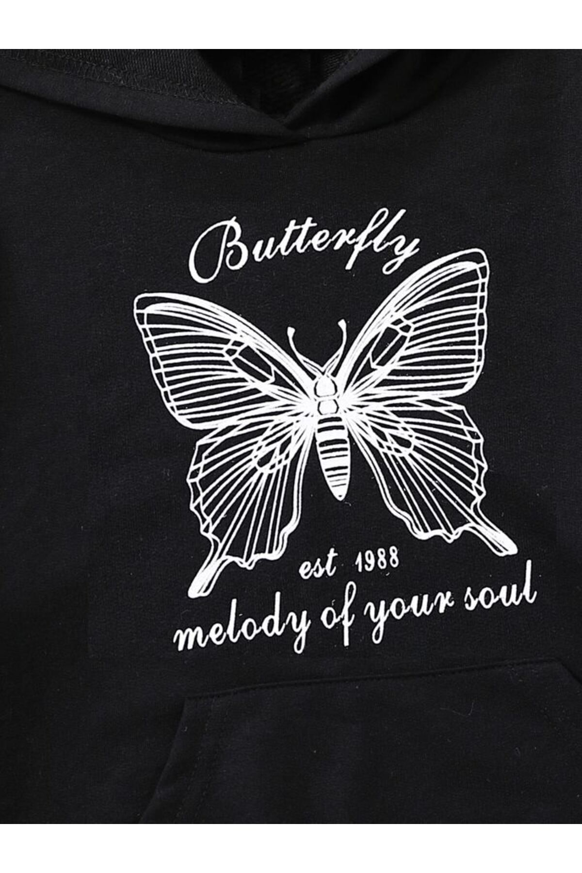 MODERNİZE-هودي بناتي مطبوع عليه عبارة "BUTTER FLY MELODY OF YOUR SOUL 3