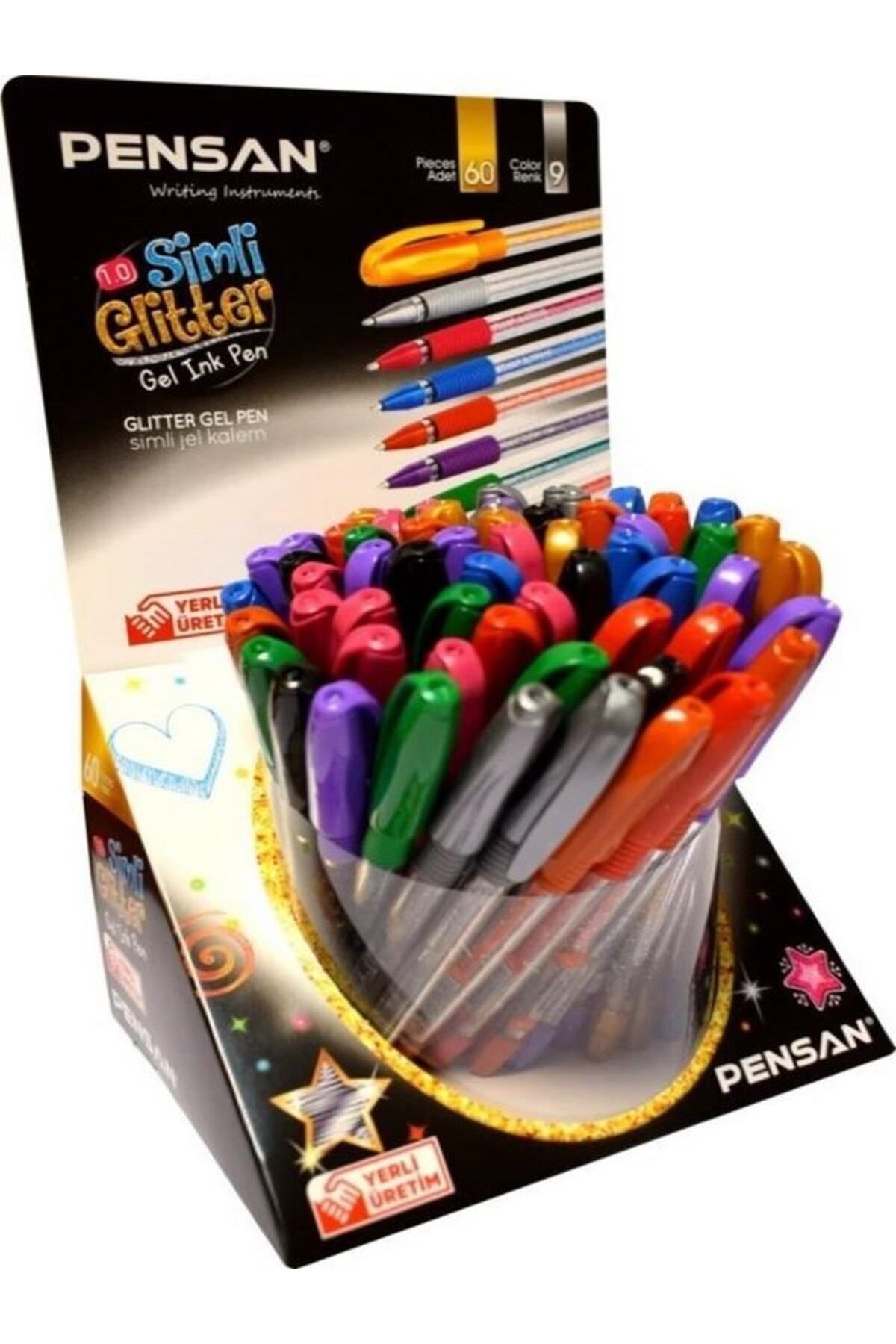 Glitter Simli Jel Kalem Pvc Stand (60 Adet)