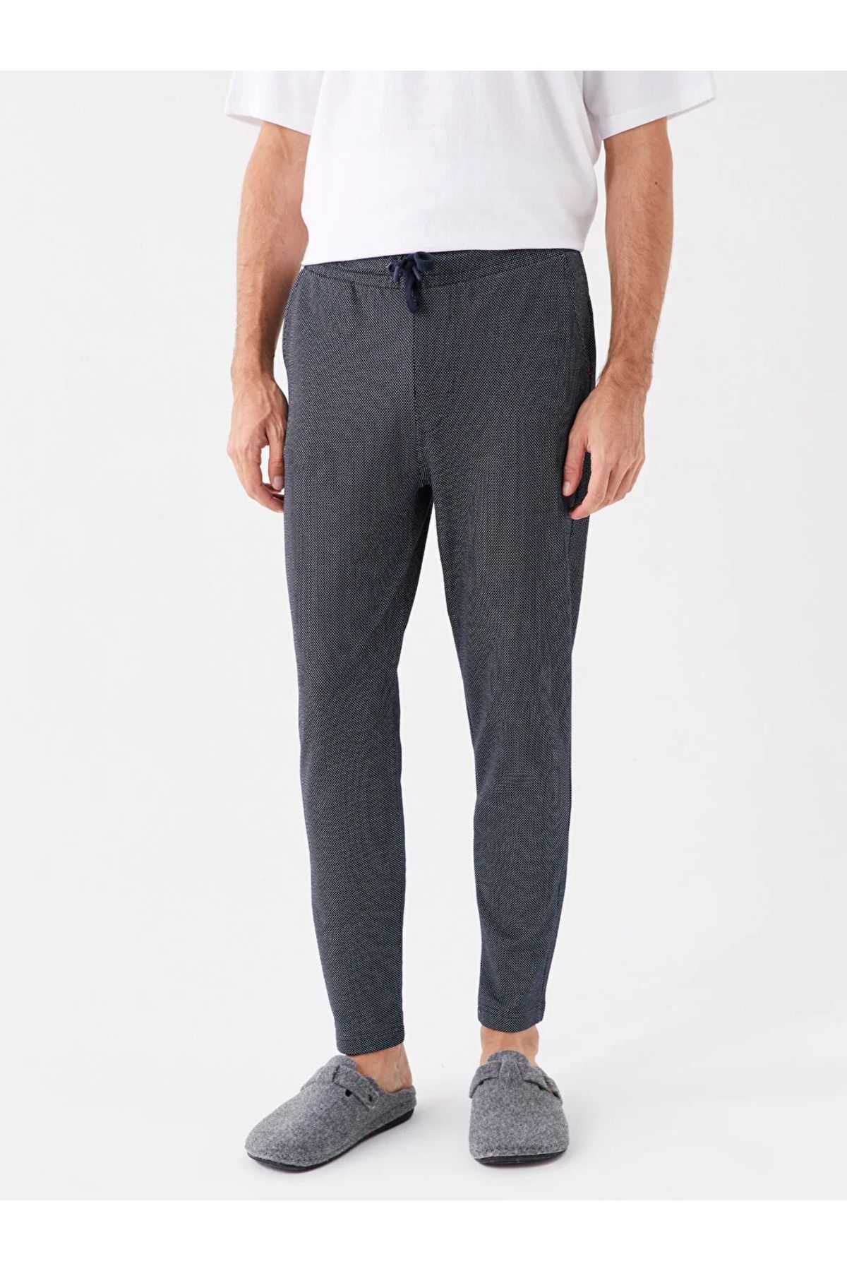 شلوار پیژامه آبی مردانه دمپایی لباس خواب LCW DREAM Slim Fit LC Waikiki