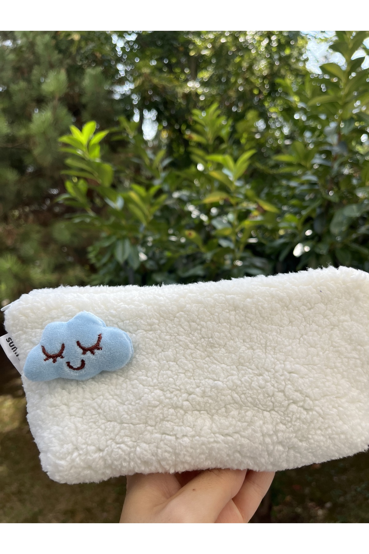 sumicorn Cute Cloud Plush Washable Zippered Gingham Lined Cloth