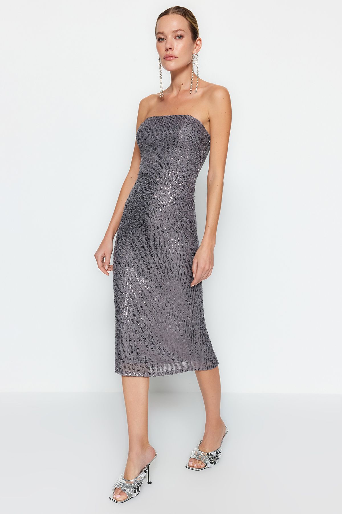 Elegant silver top cocktail dress