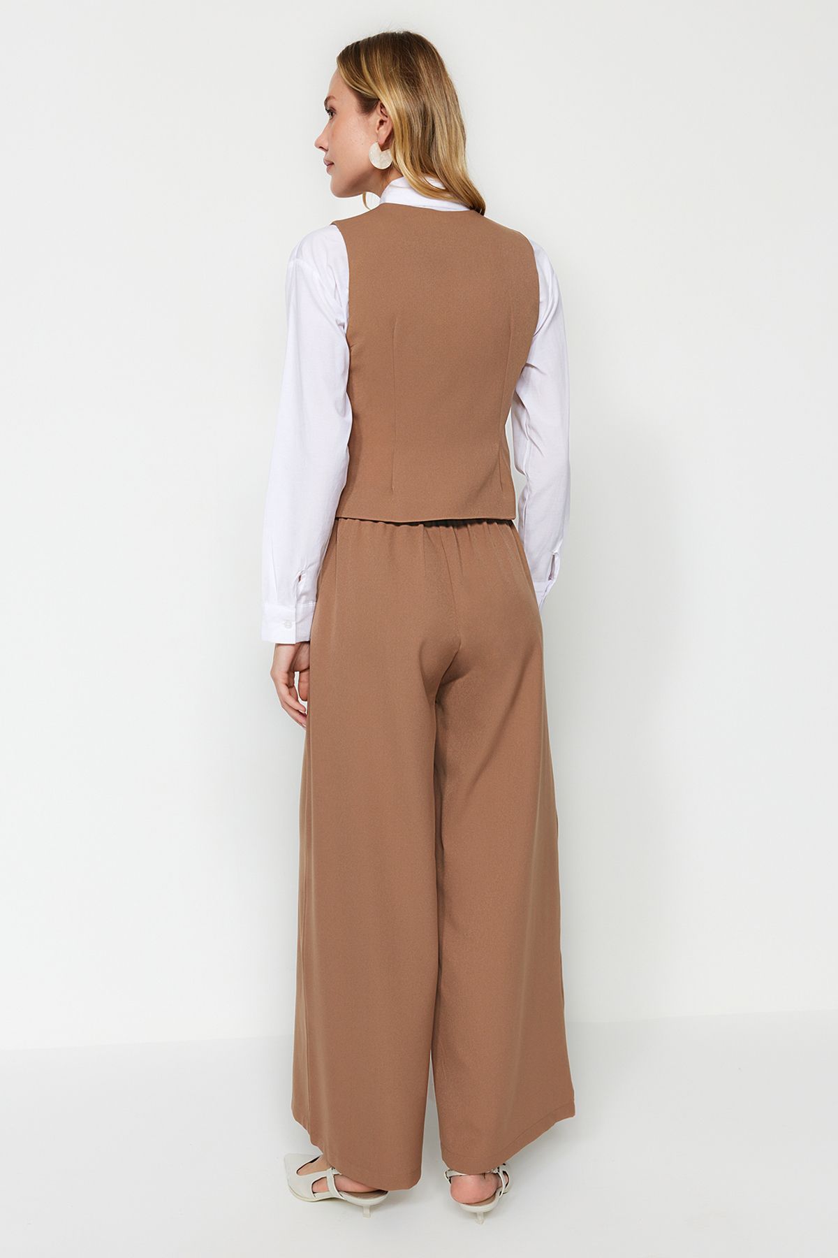 Trendyol Modest-Velbloudí vesta-kalhoty Tkané horní a spodní set TCTAW24US00066 7
