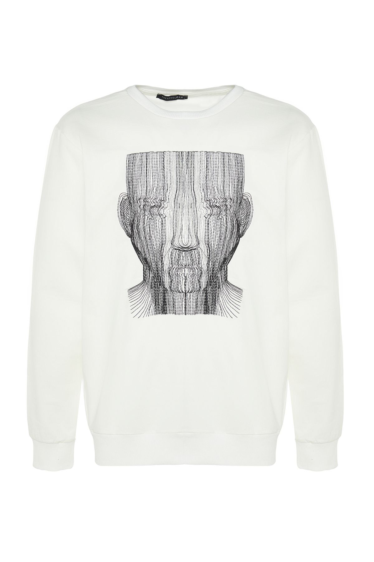 Trendyol Collection-Лимитирана серия екрю суитшърт с нормален/нормален крой, без повдигане TMNAW22SW1186 8