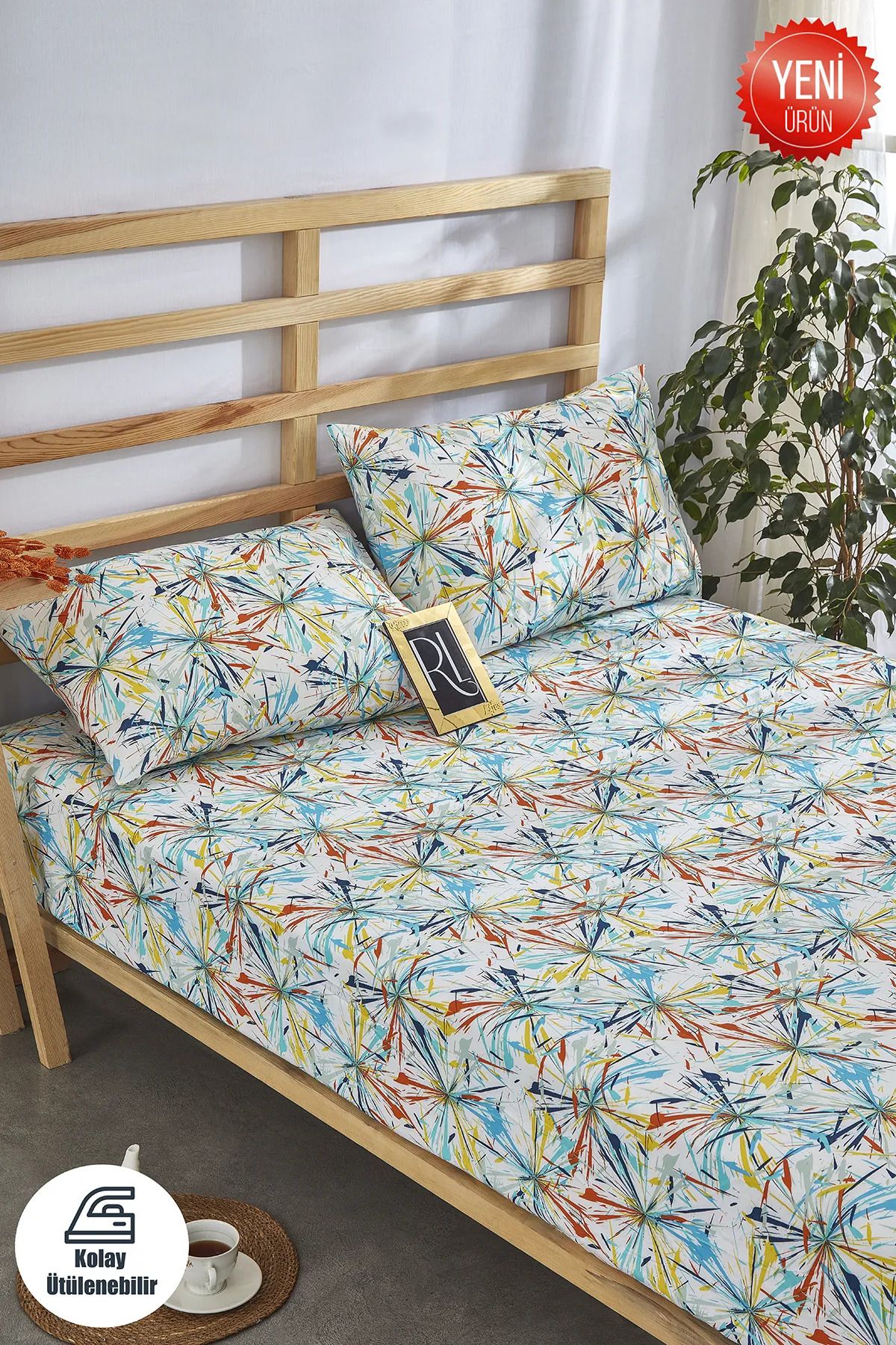 esseHM-Printed Elastic Sheet Set Cotton-Pillowcase Single-Double Personality-King Patterned Printed 1
