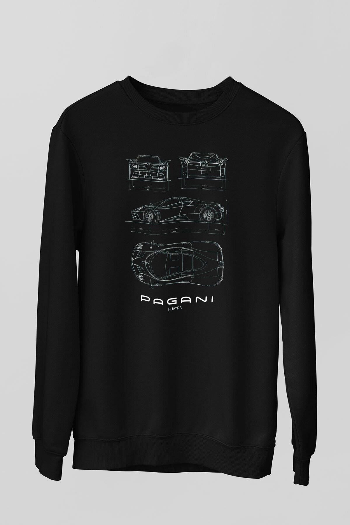 ZOKAWEAR Pagani Printed Unisex Black Sweatshirt Trendyol