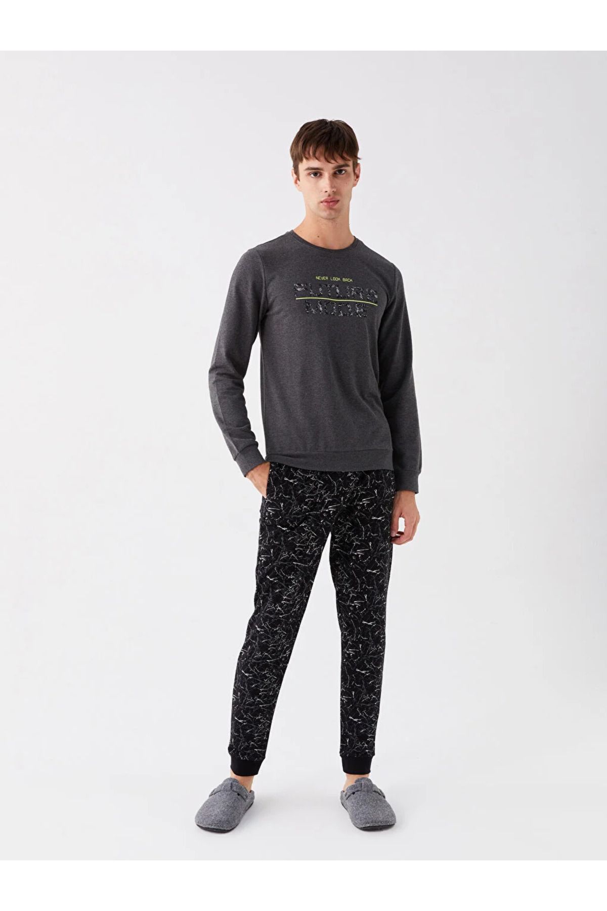 ست پیژامه مشکی مردانه لباس خواب LCW DREAM Slim Fit LC Waikiki