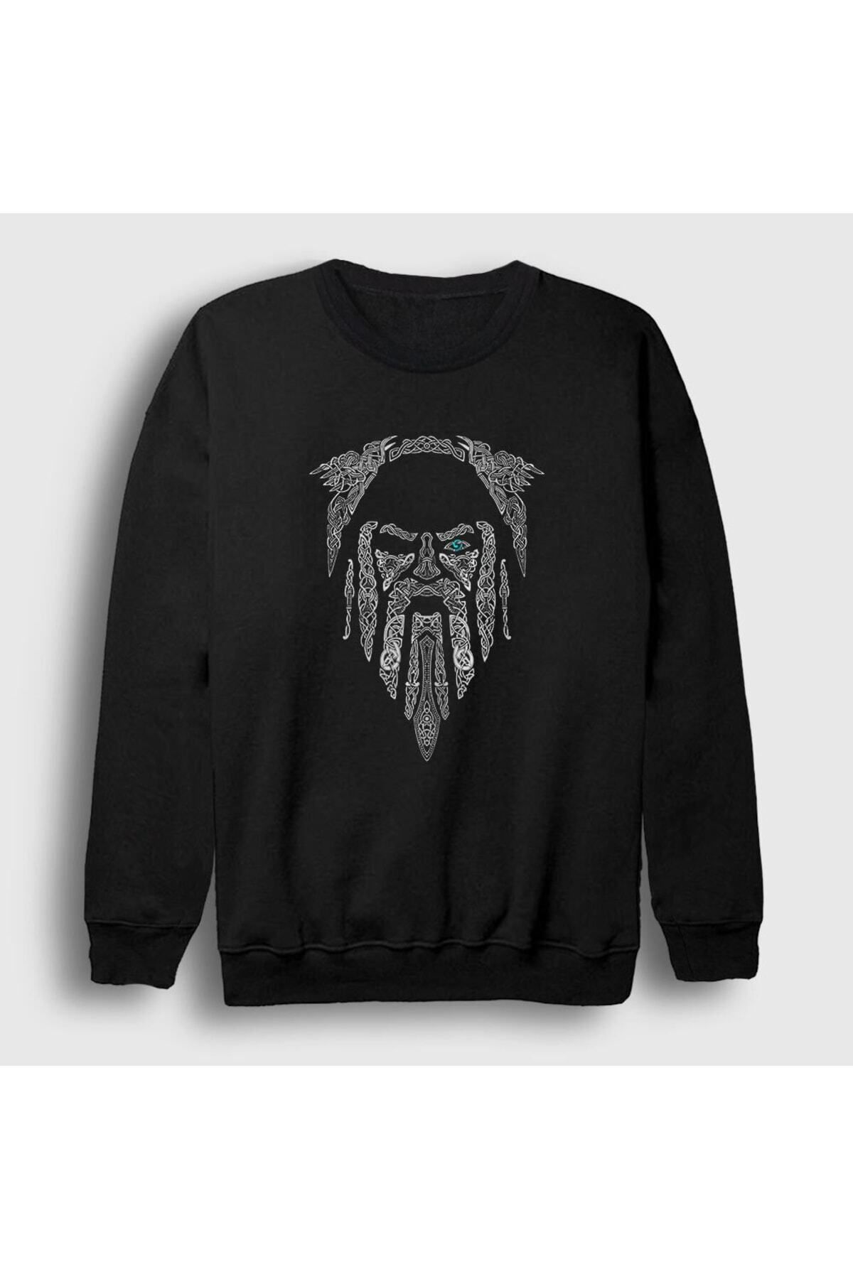 ZOKAWEAR Unisex Black Odin V2 Vikings Sweatshirt 222188tt Trendyol