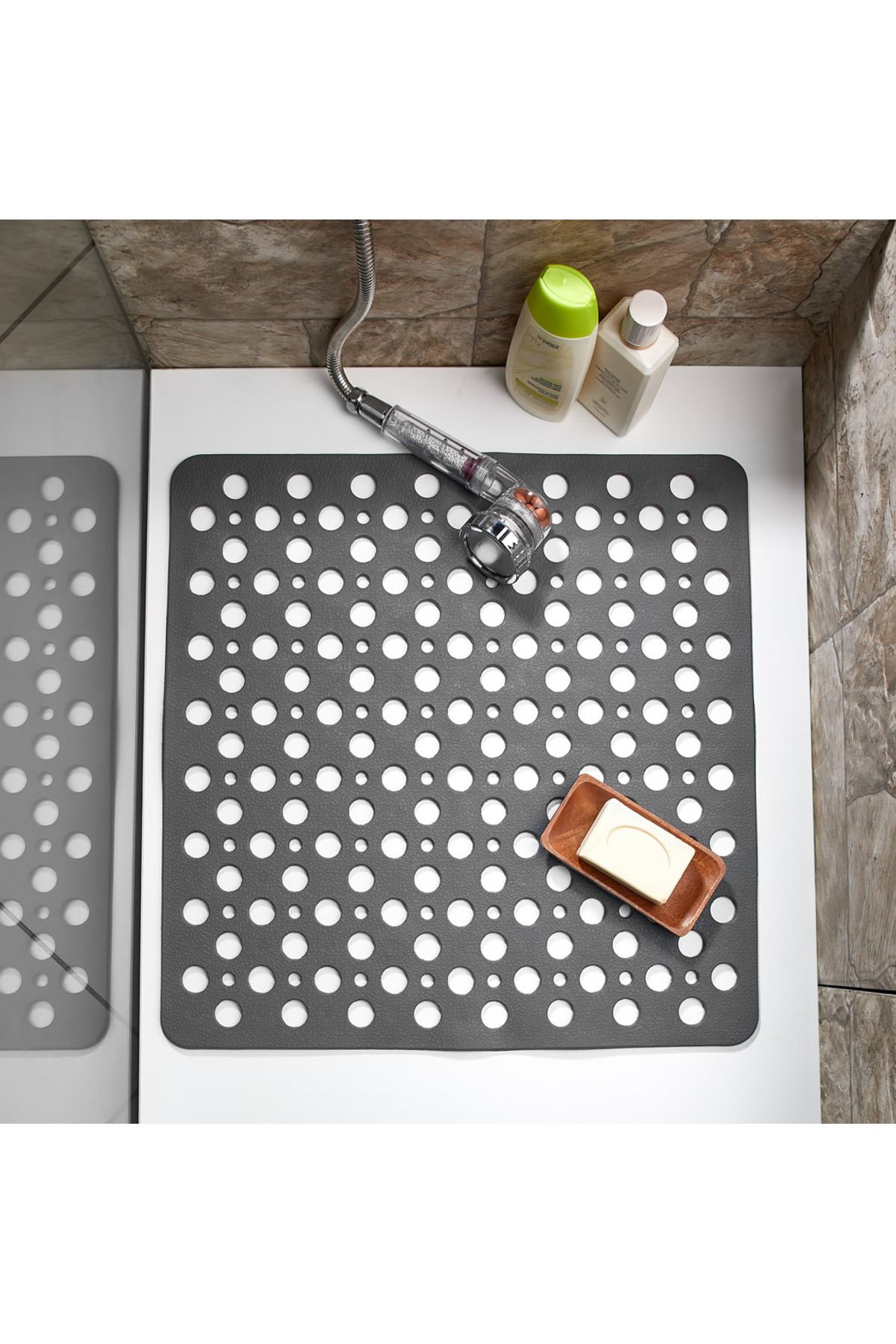 Grey rubber bath mat hot sale