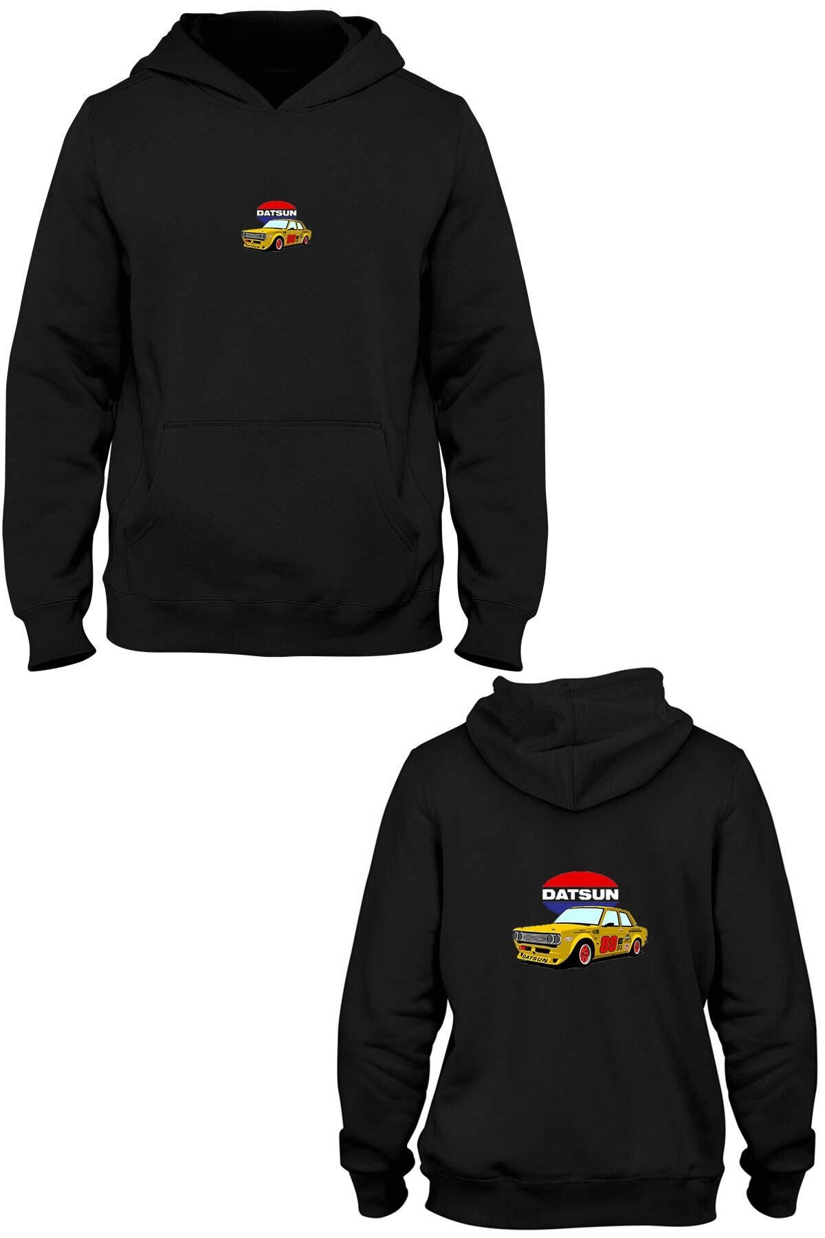 ZOKAWEAR Datsun Front Back Printed Hooded Sweatshirt Bll3633